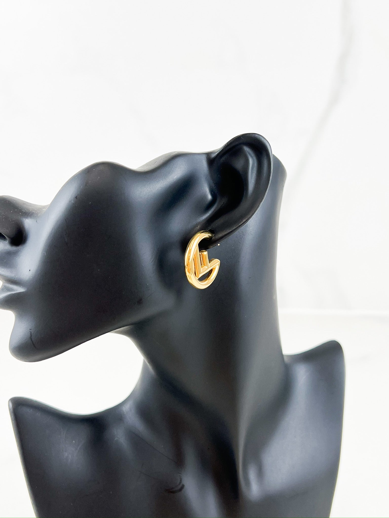 Fendi F Logo Hoop Earring in Gold