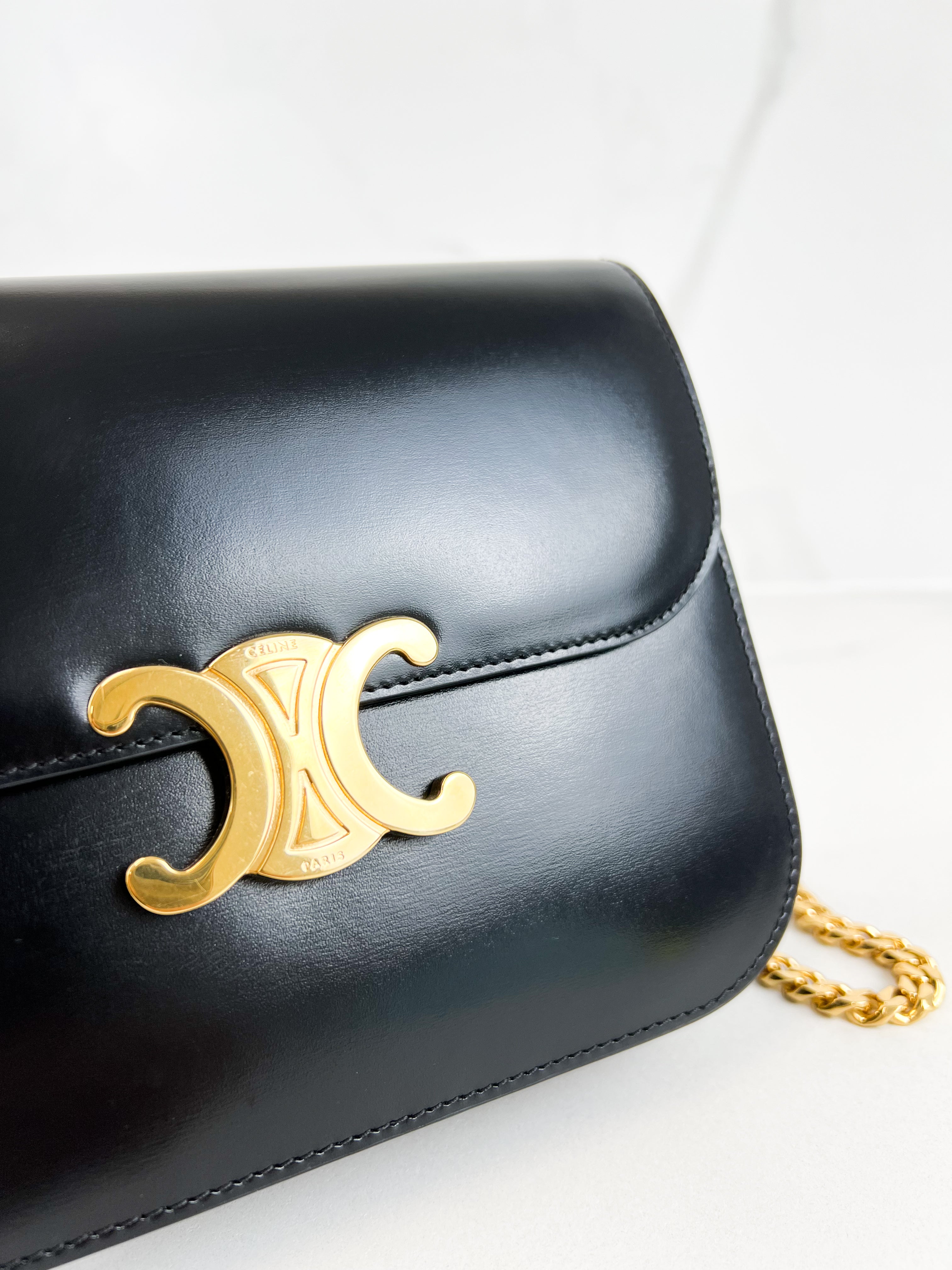 Celine Chain Claude Bag in Black Calfskin
