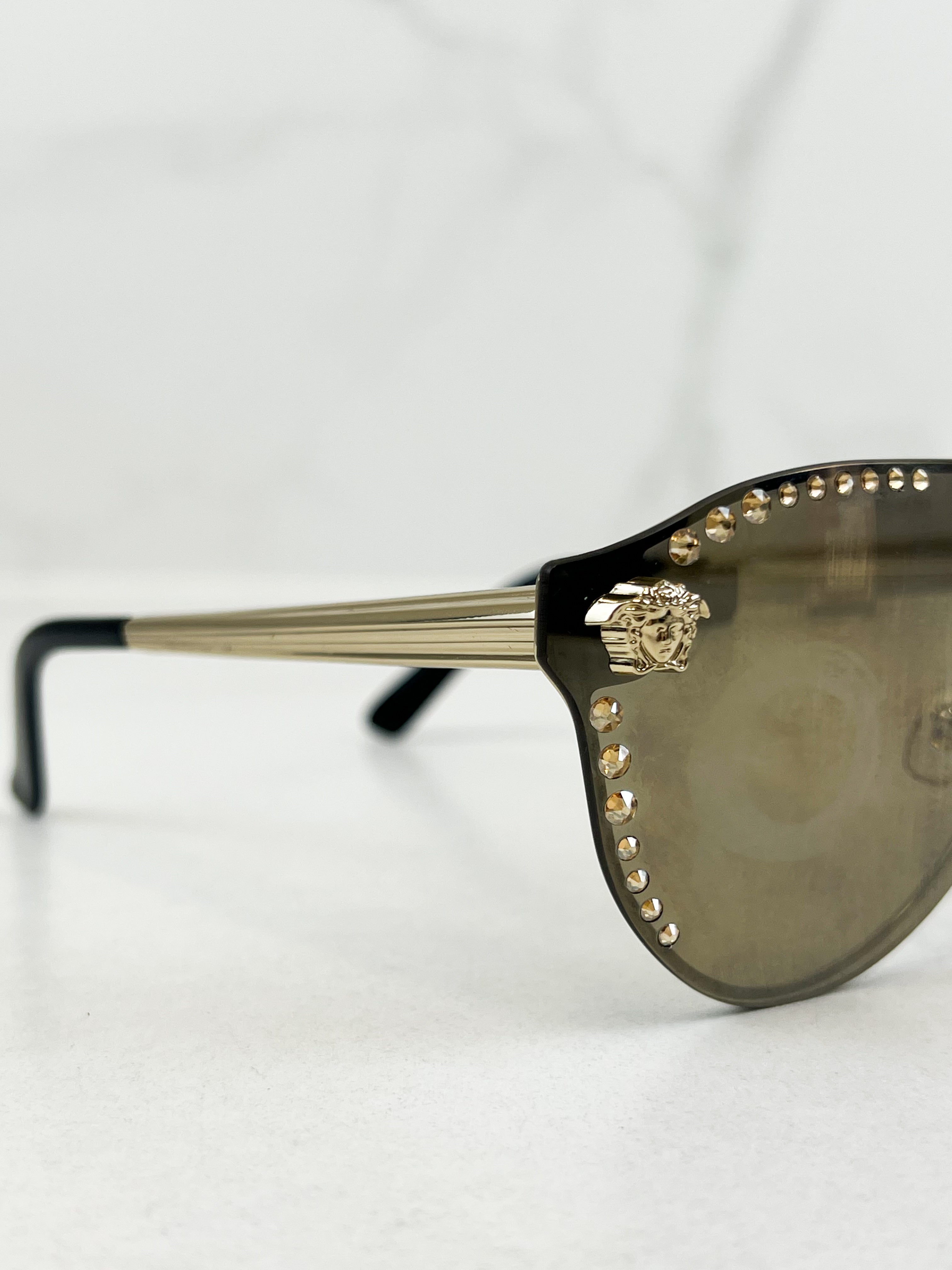 Versace Gold Studded Sunglasses with Medusa Detail