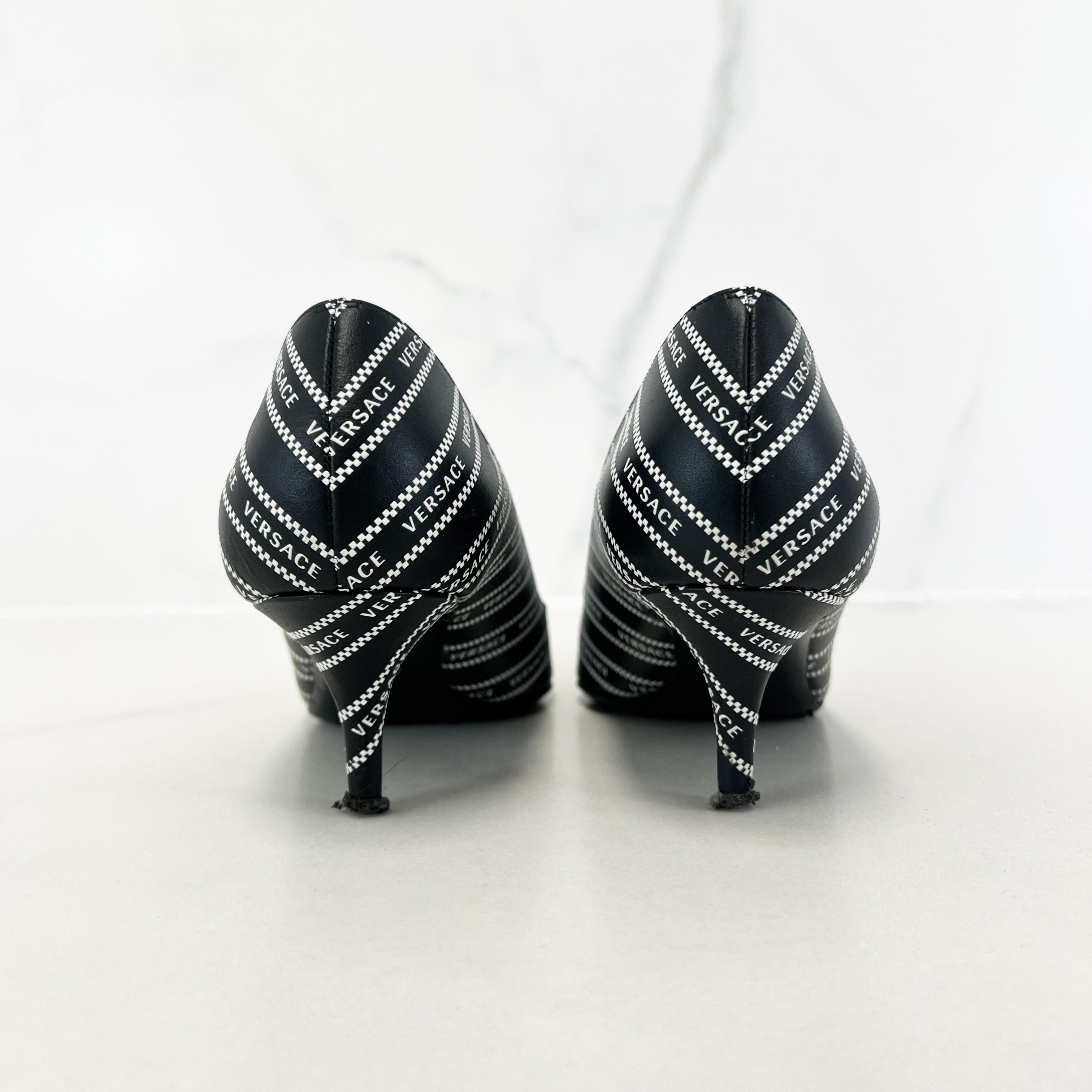 Versace Multicolour Logo Kitten Heel Pump Size 37