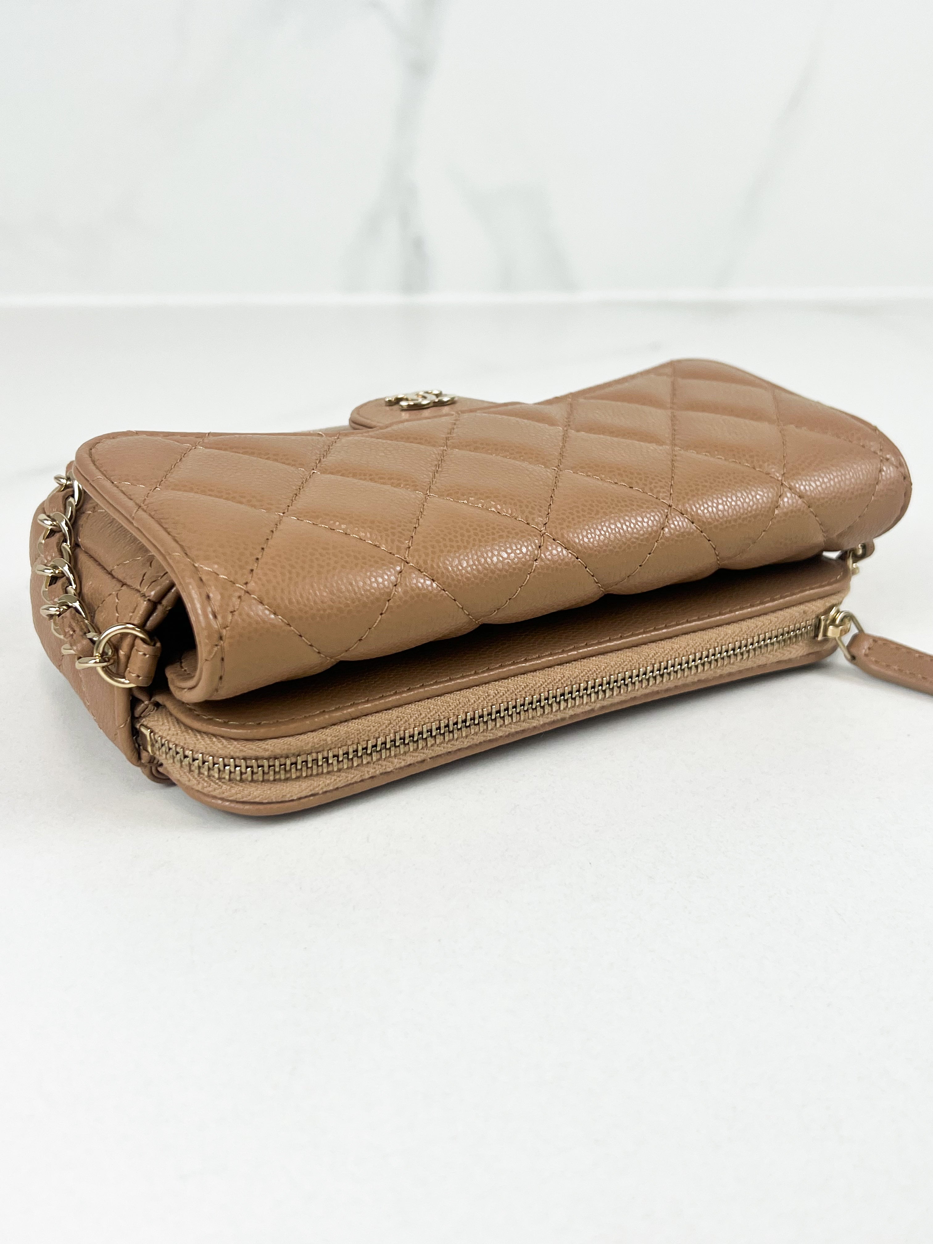 Chanel Caramel Classic Flap Phone Holder with LGHW