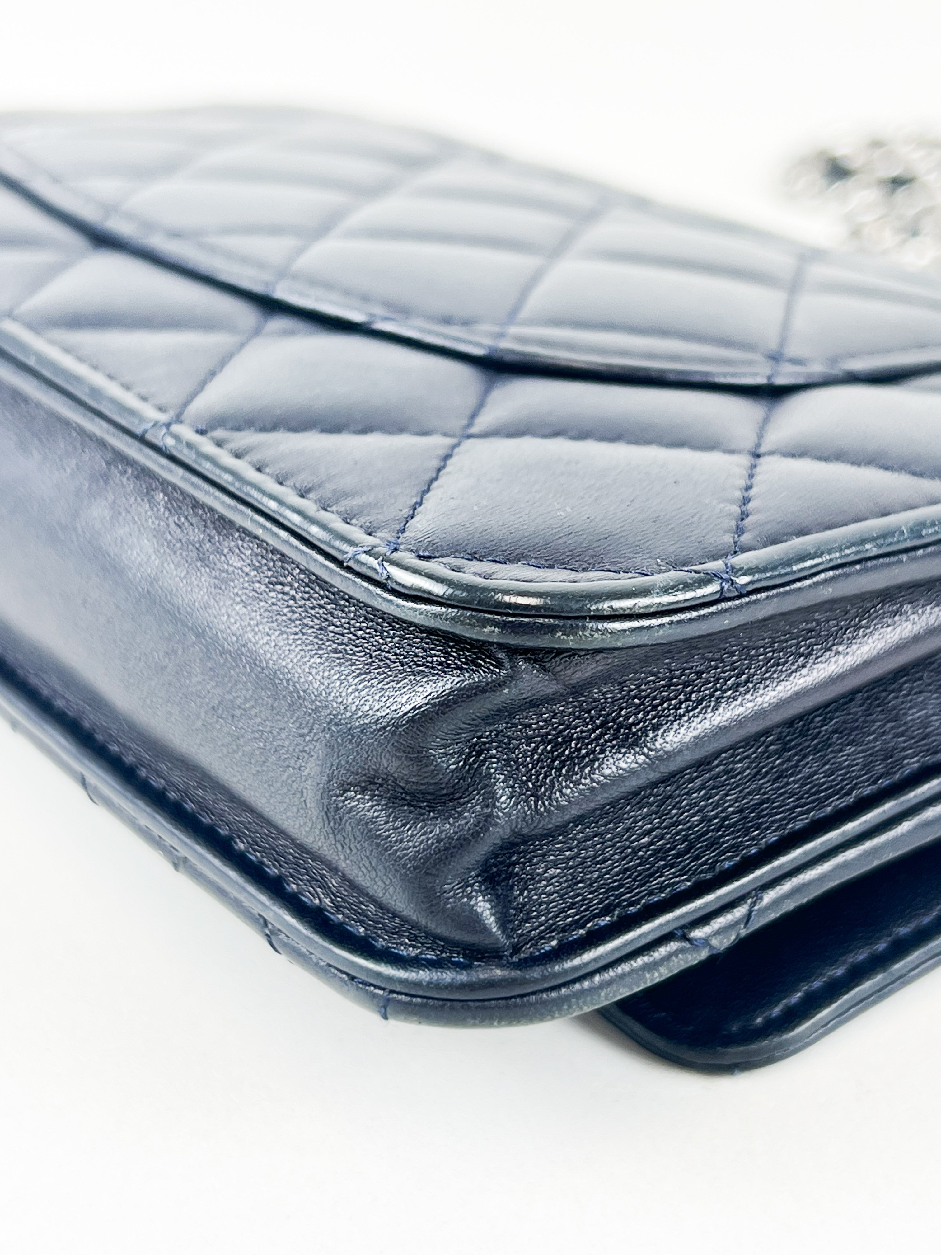 Chanel Navy Lambskin CC WOC with Light SHW