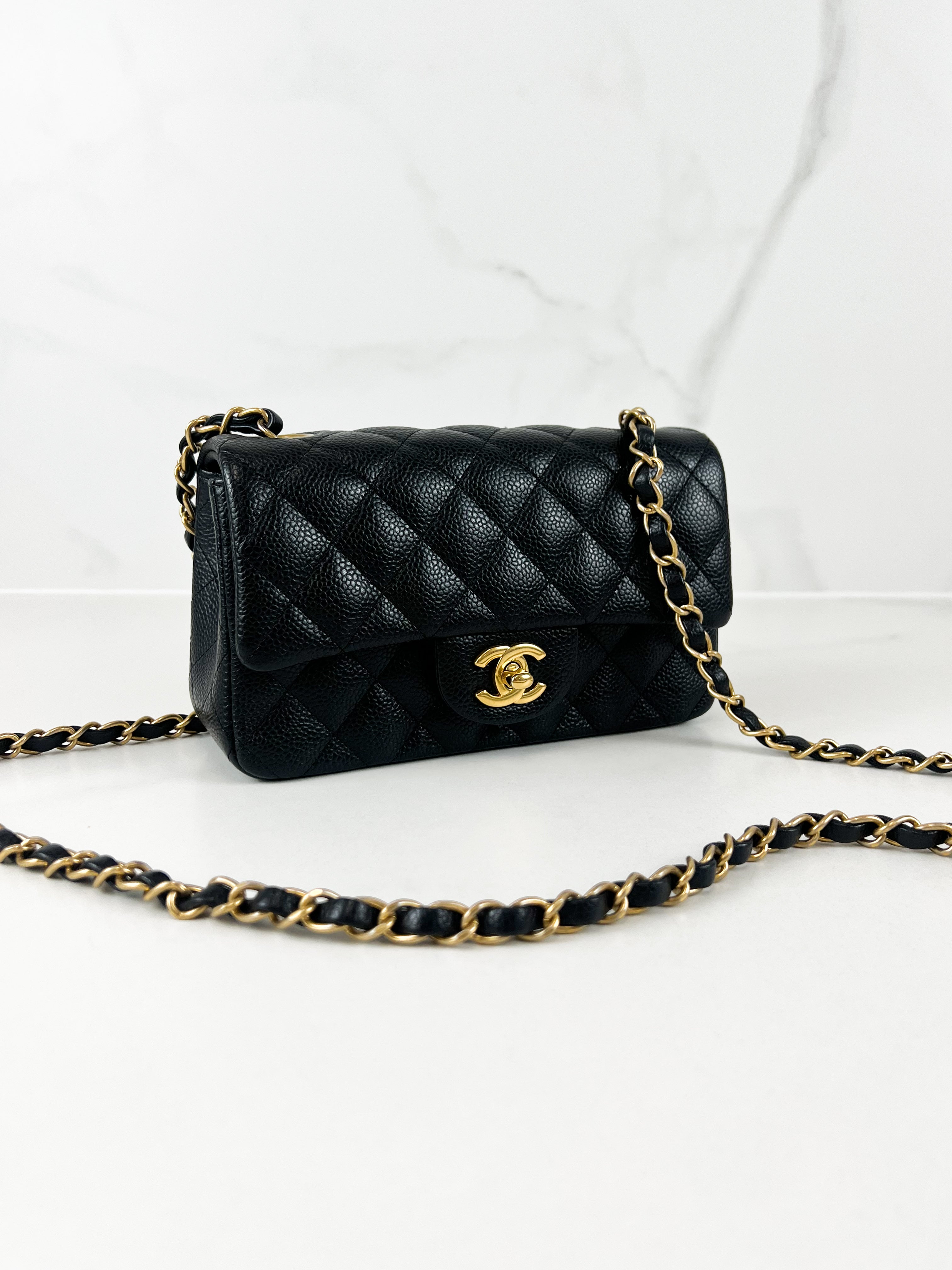 Chanel Rectangular Mini Flap Caviar Shoulder Bag GHW