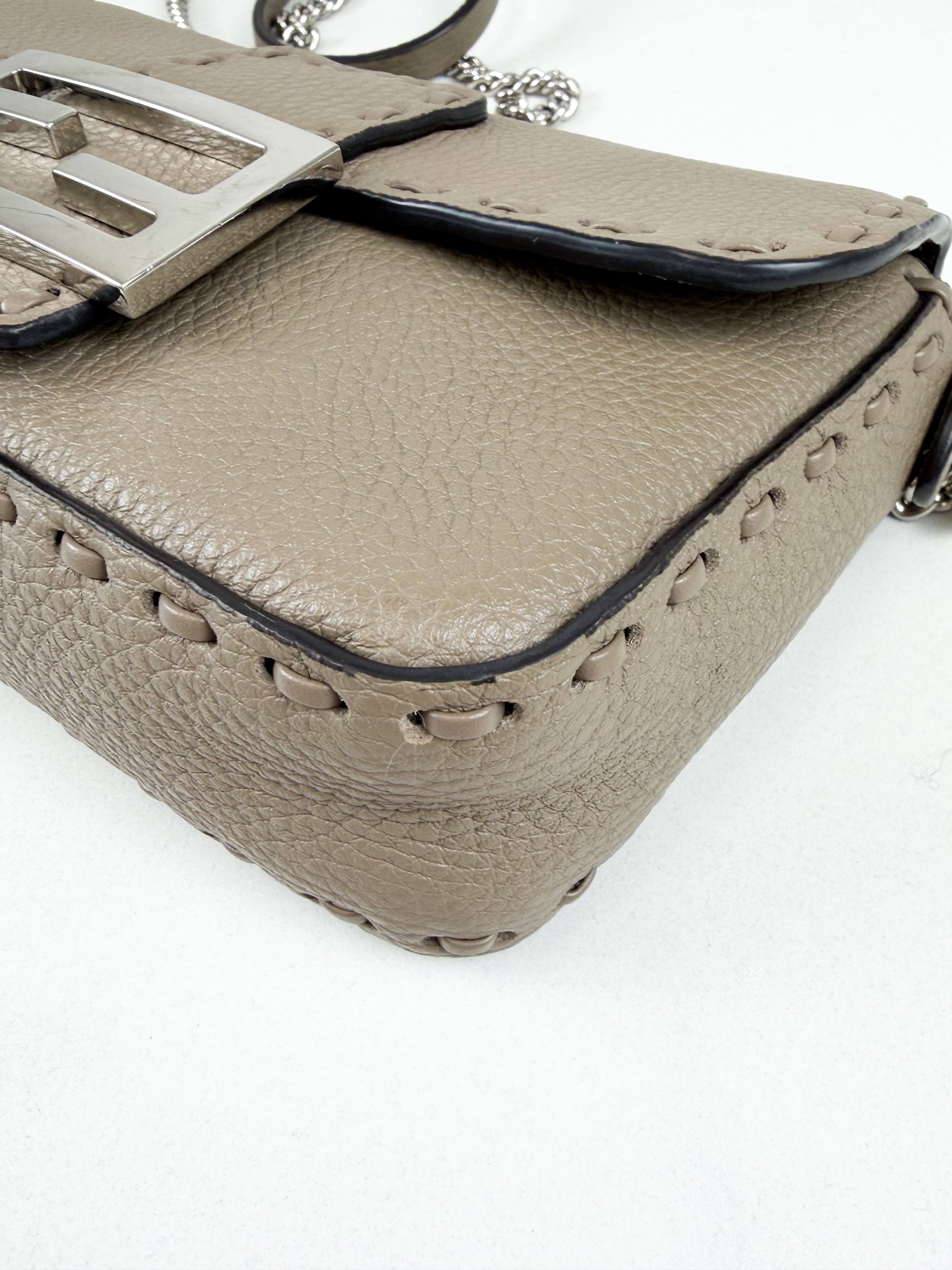 Fendi FF Calf Leather Mini Baguette