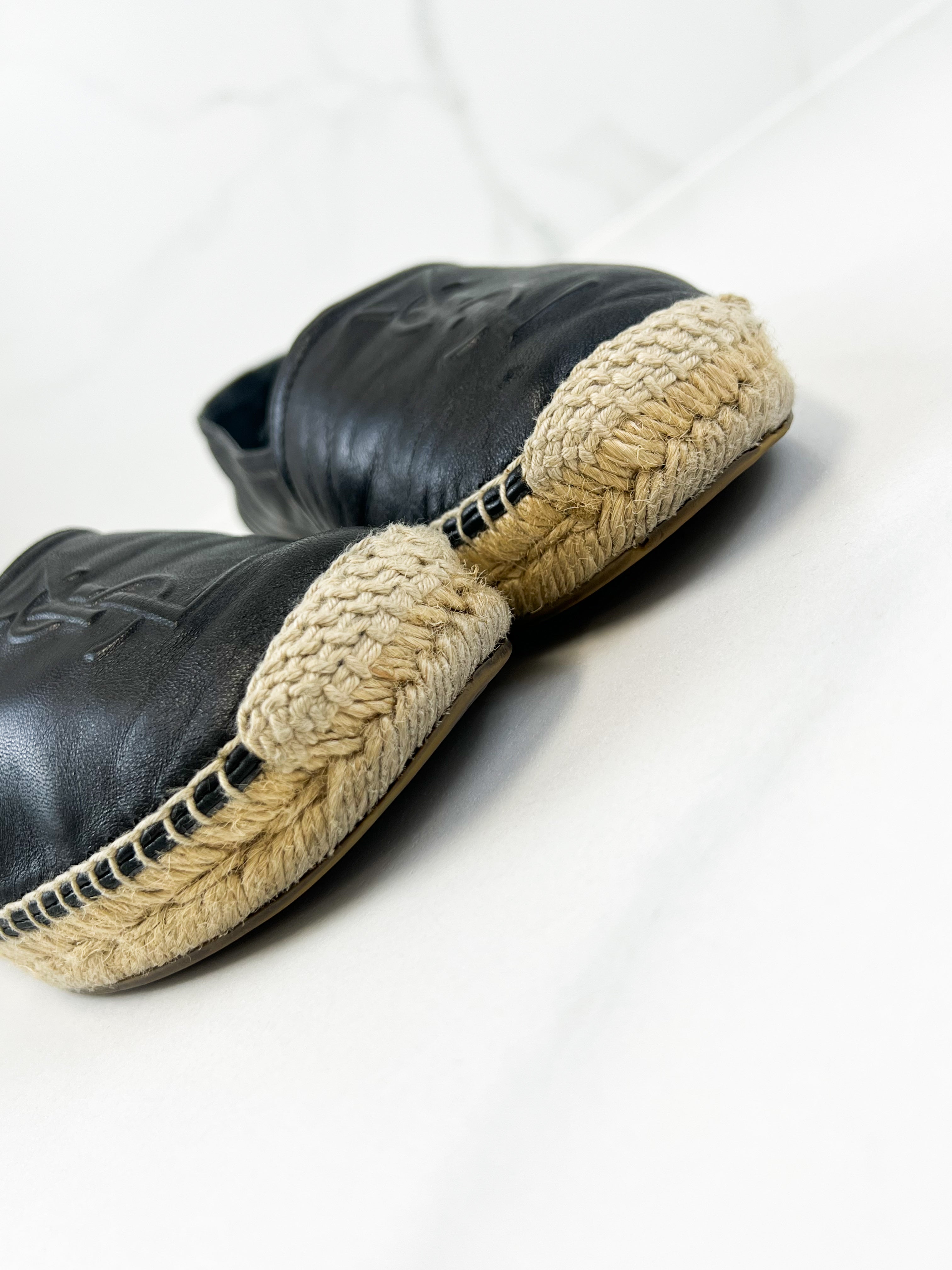 Saint Laurent Black Monogram Espadrilles Size 36