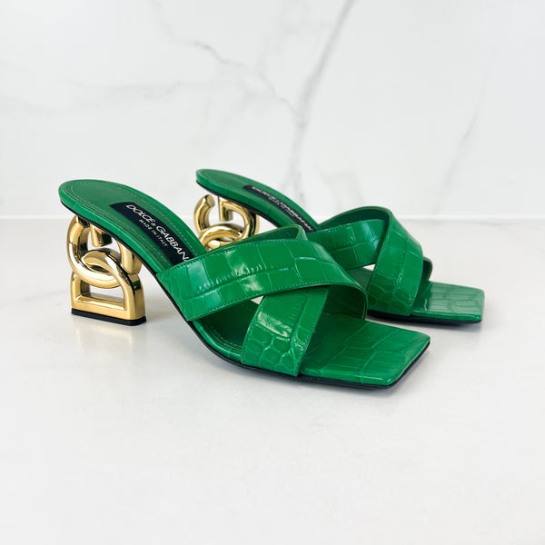 Dolce & Gabbana Crocodile-print Calfskin Mule Size 38