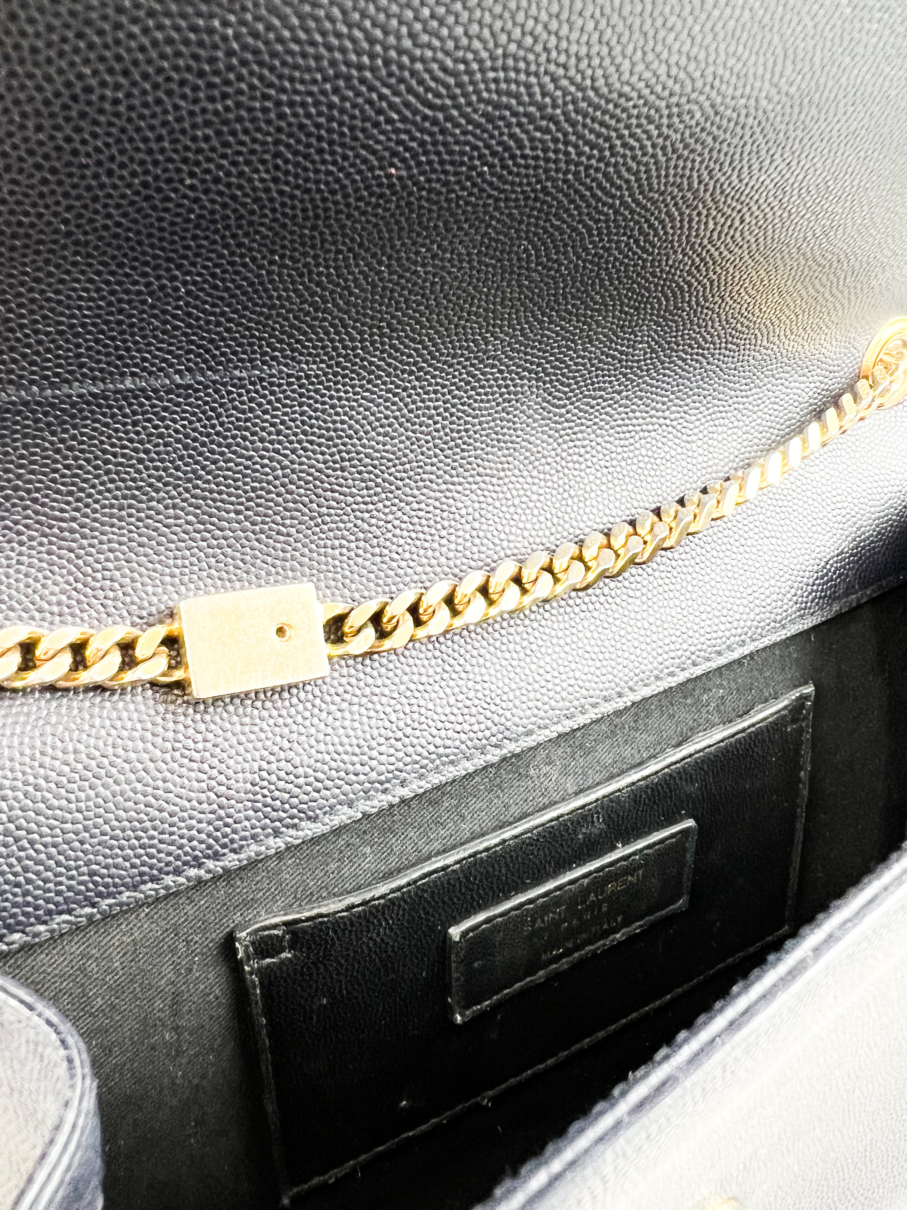 Saint Laurent Navy Kate Large Chain Bag with GHW