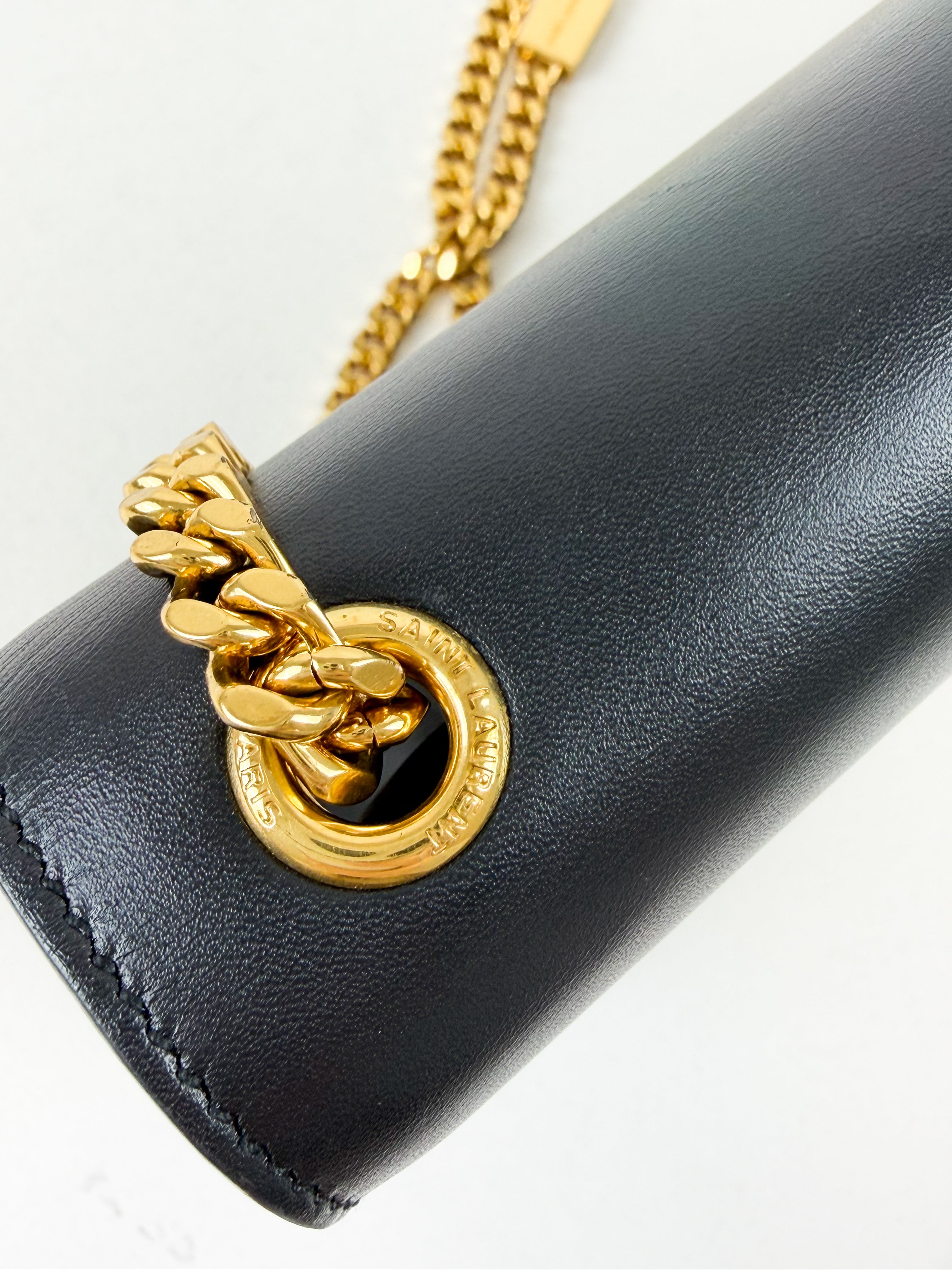 Saint Laurent Black Kate Medium Tassel Chain Bag with GHW