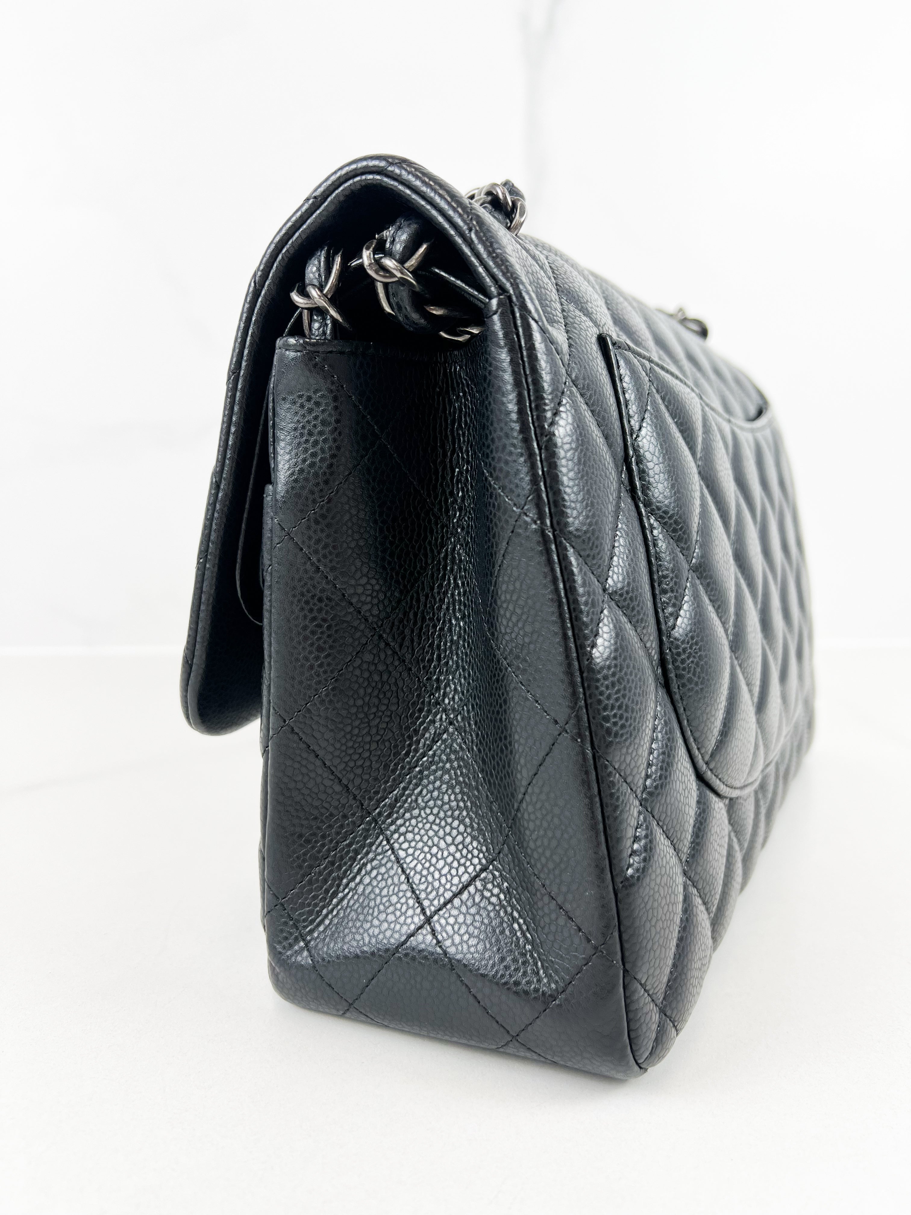 Chanel Jumbo Black Classic Double Flap Caviar Shoulder Bag