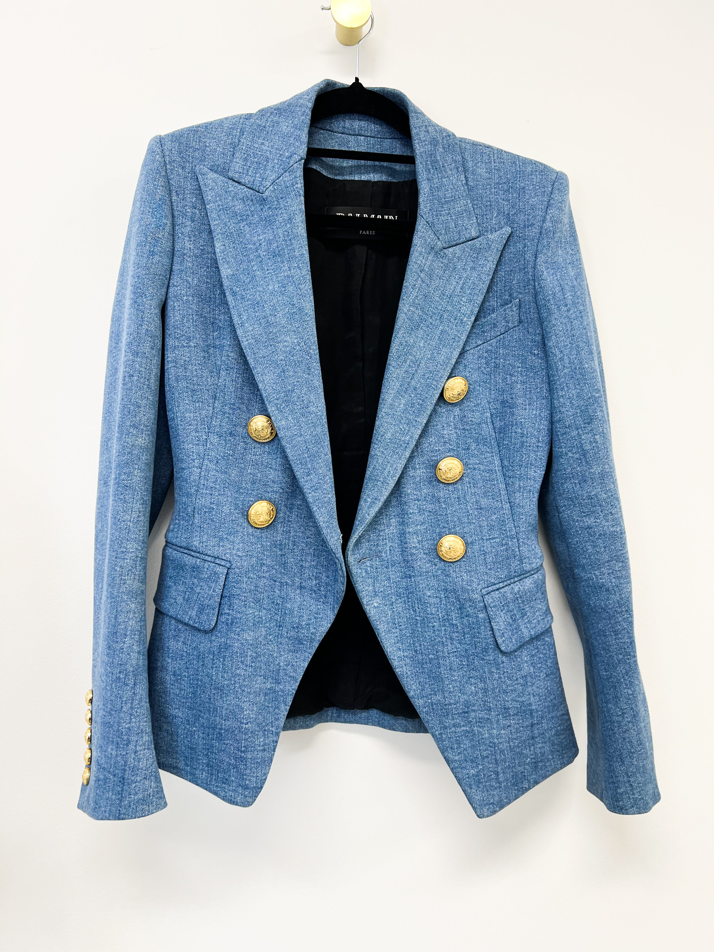 Balmain Blazer with Gold Buttons in Denim Size 36 (8)