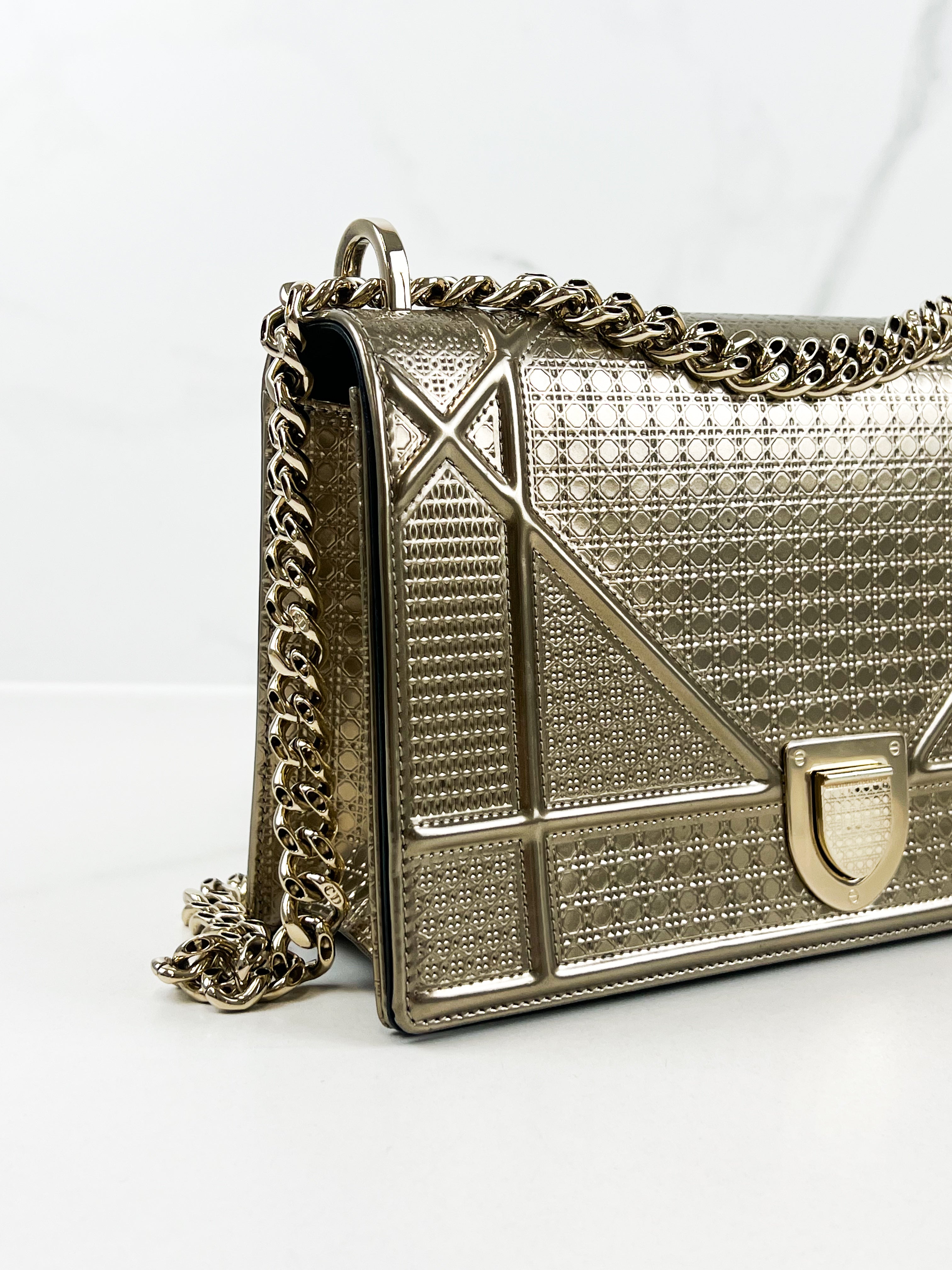 Christian Dior Medium Gold Diorama Shoulder Bag
