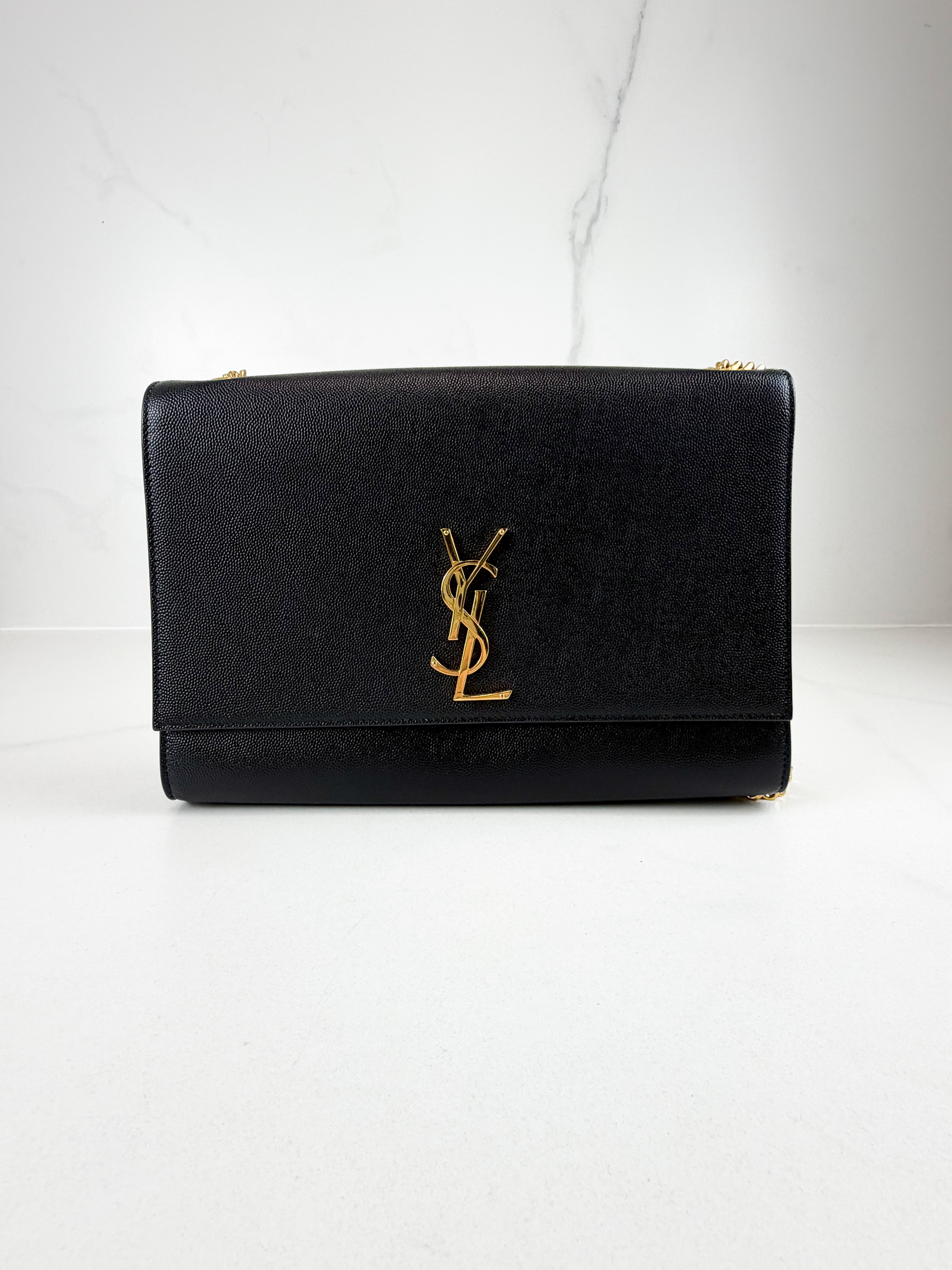 Saint Laurent Black Kate Large Chain Bag with GHW