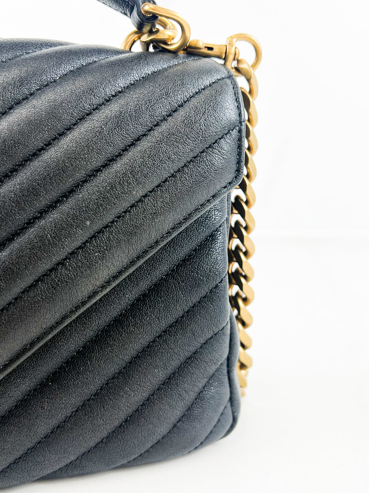 Saint Laurent Black College Bag with GHW