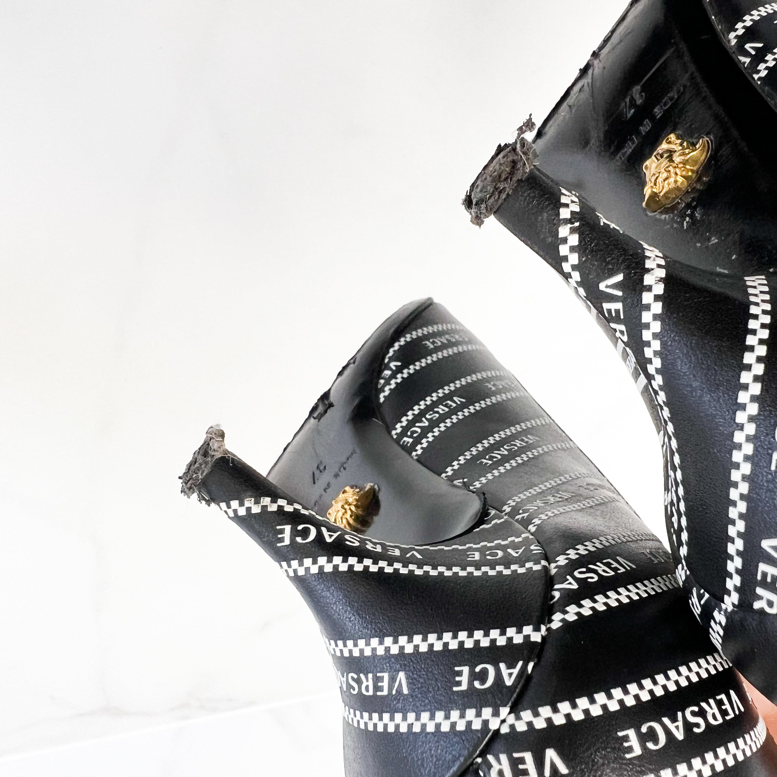 Versace Multicolour Logo Kitten Heel Pump Size 37