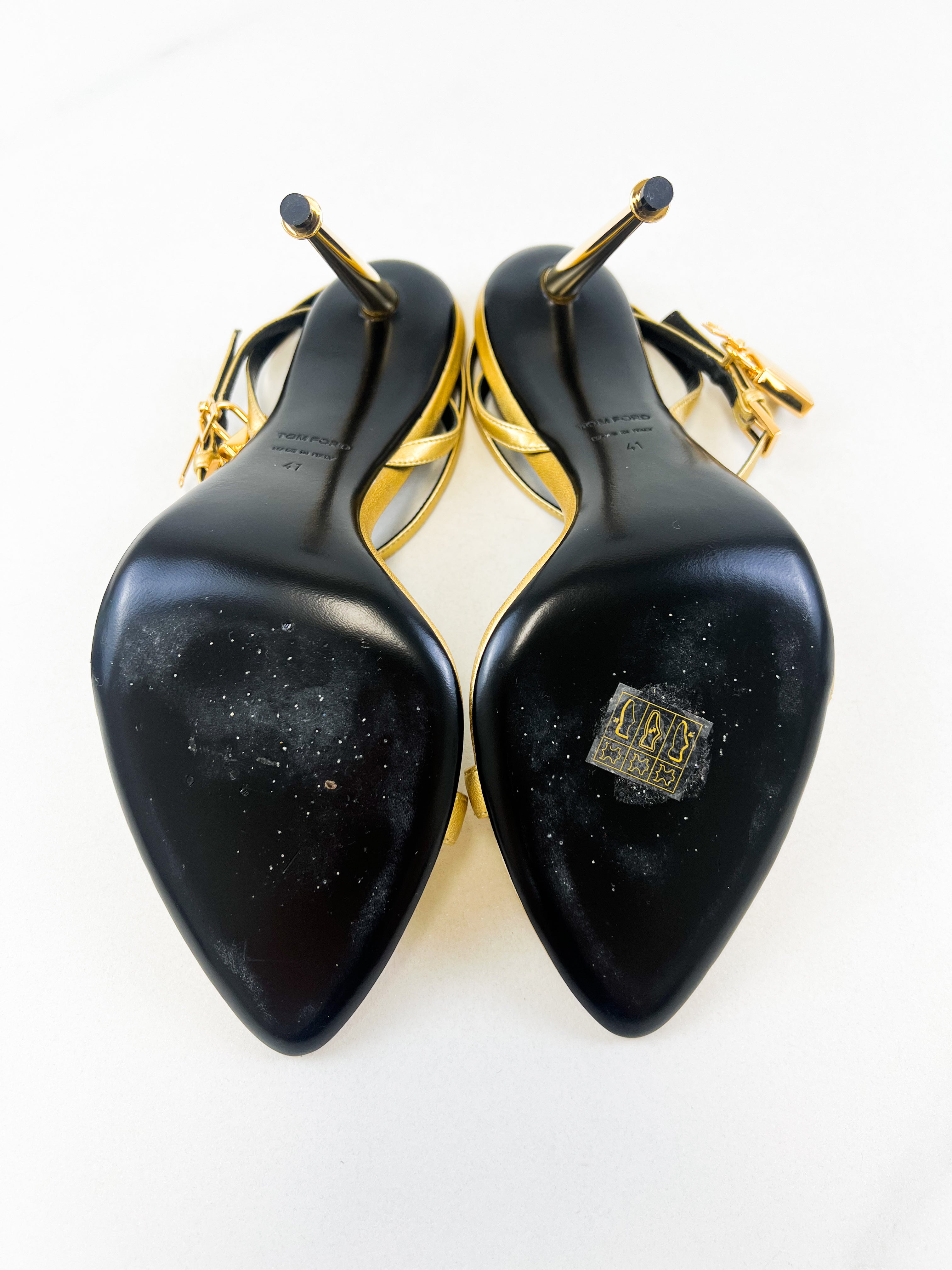 Tom Ford Gold Padlock Sandal Size 41