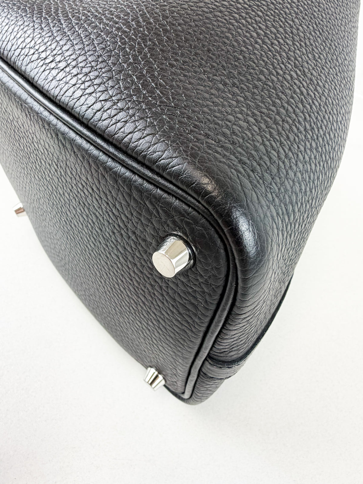 Hermes Picotin 22 Lock Textured Grained Black Leather