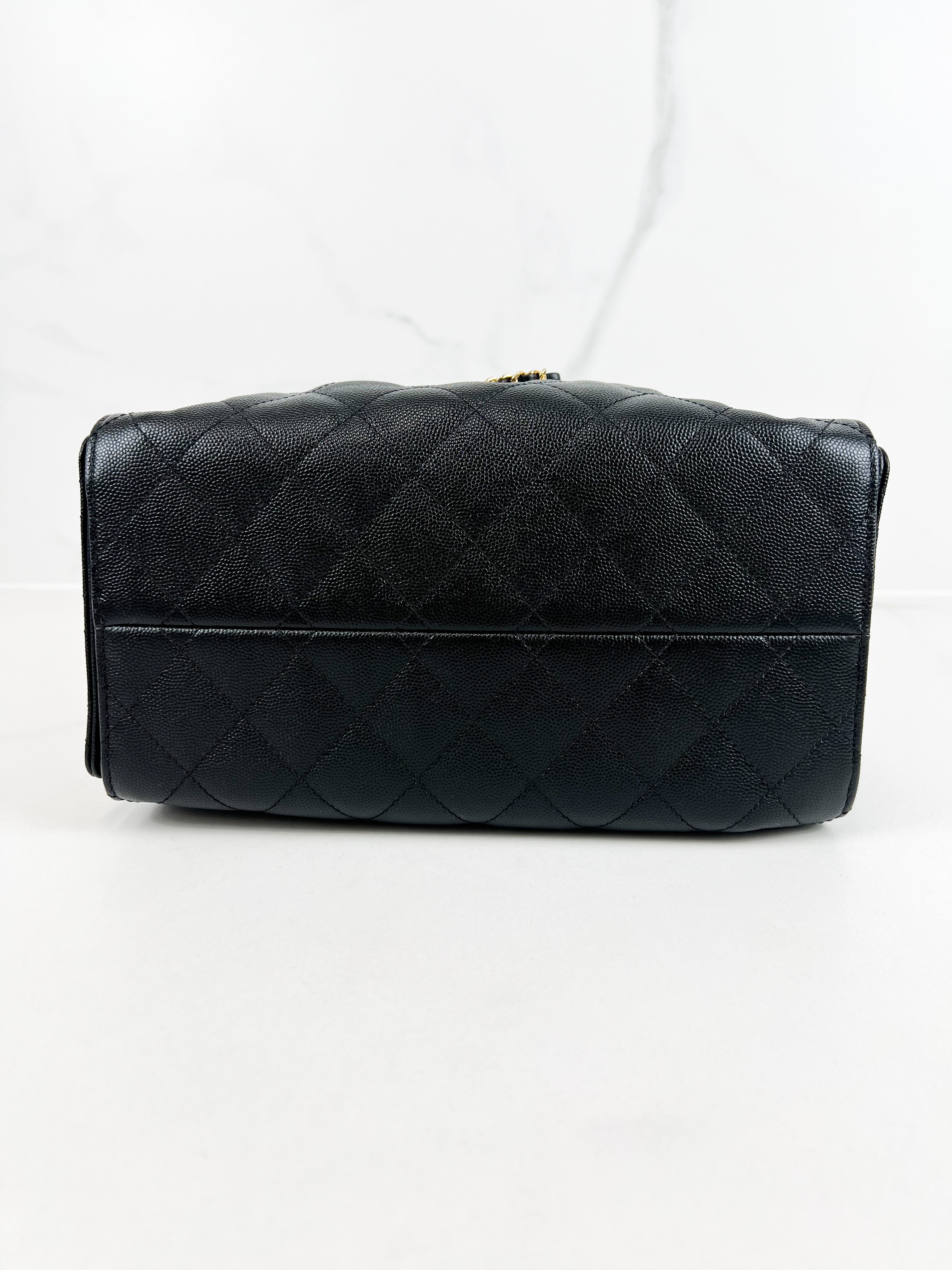 Chanel 25 Small Handbag in Black Grained Calfskin & Gold-Tone Metal