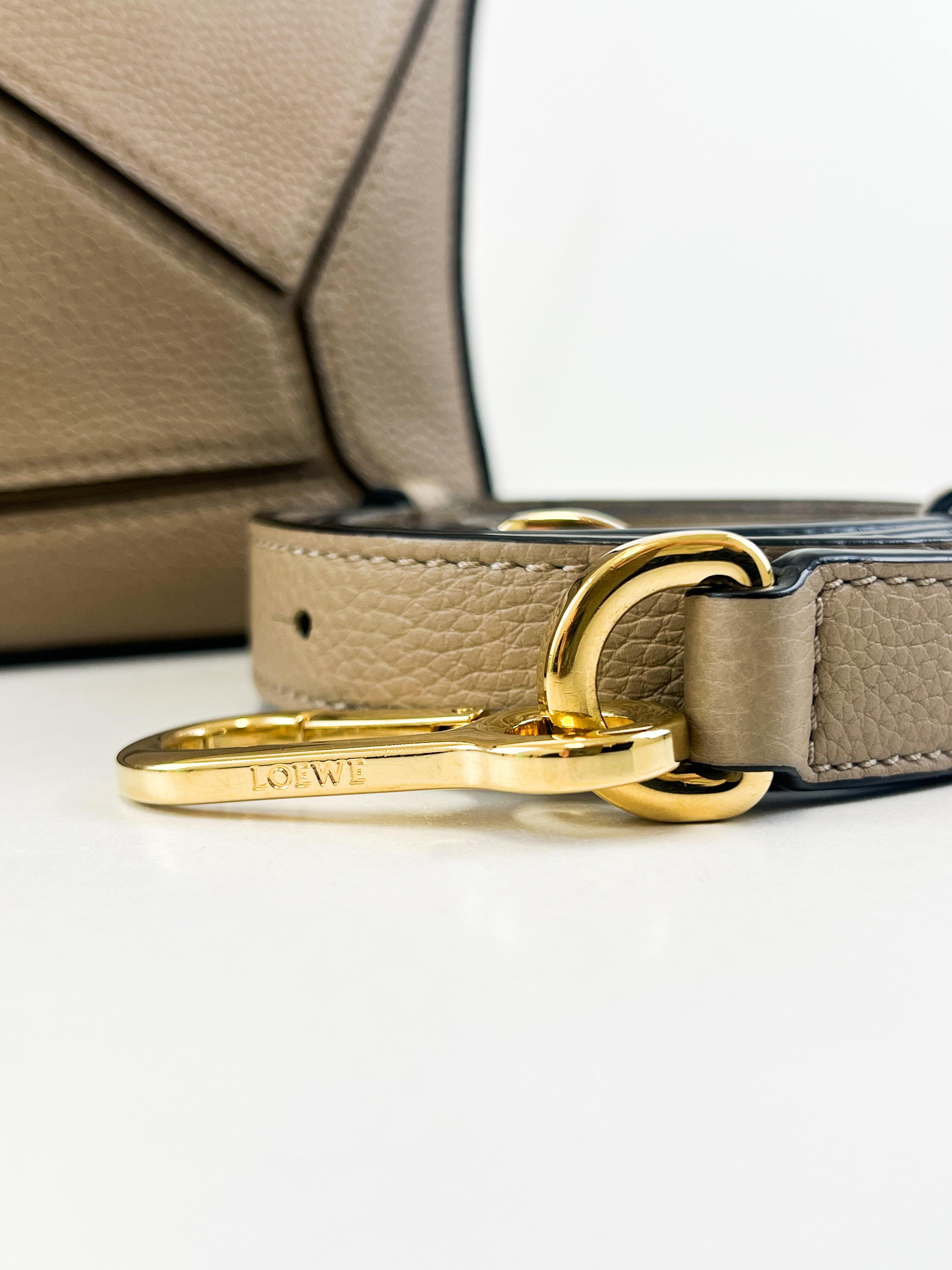 Loewe Puzzle Small Leather Shoulder Bag in Taupe