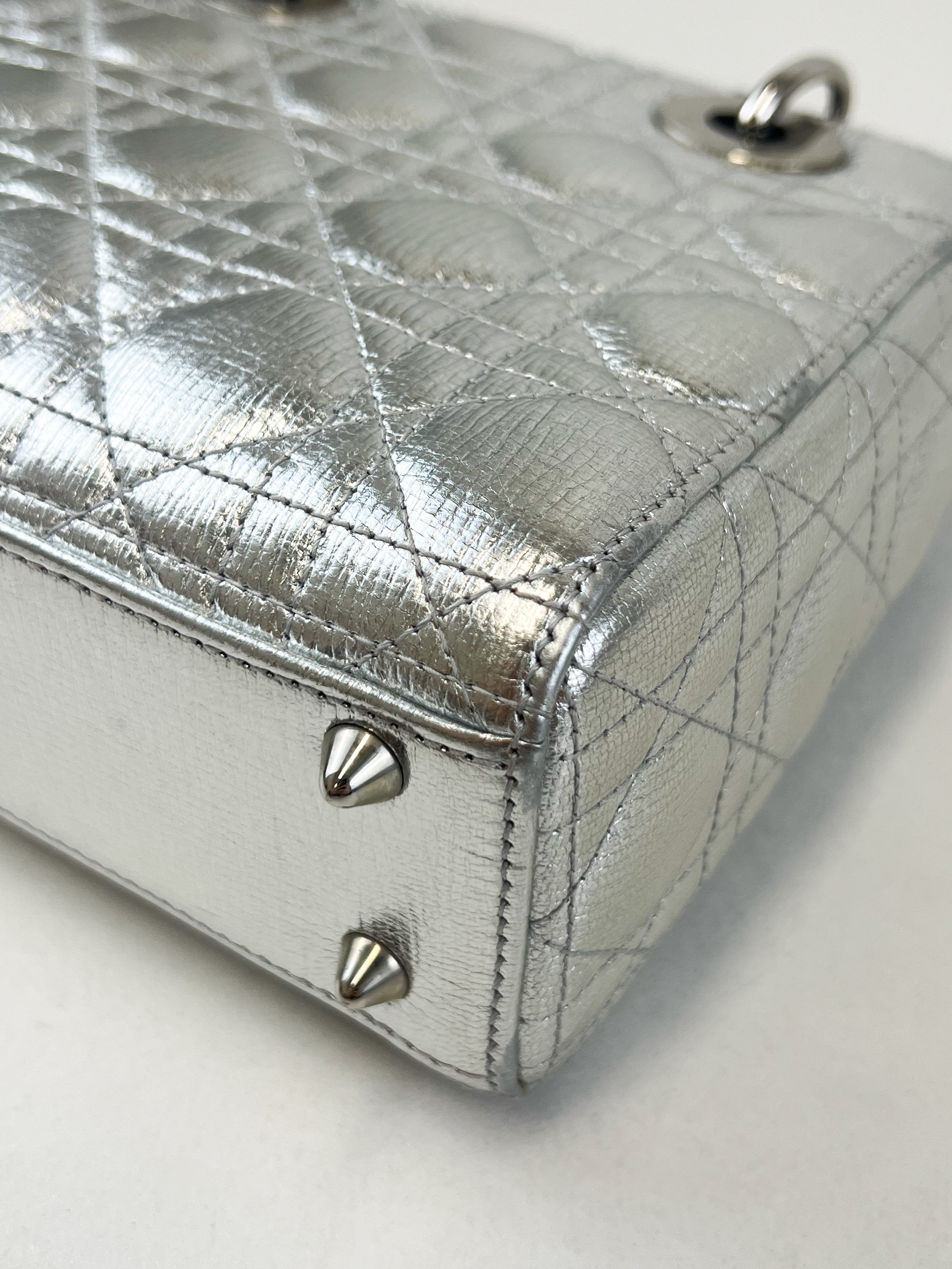 Christian Dior Small Lady Dior Silver with SHW