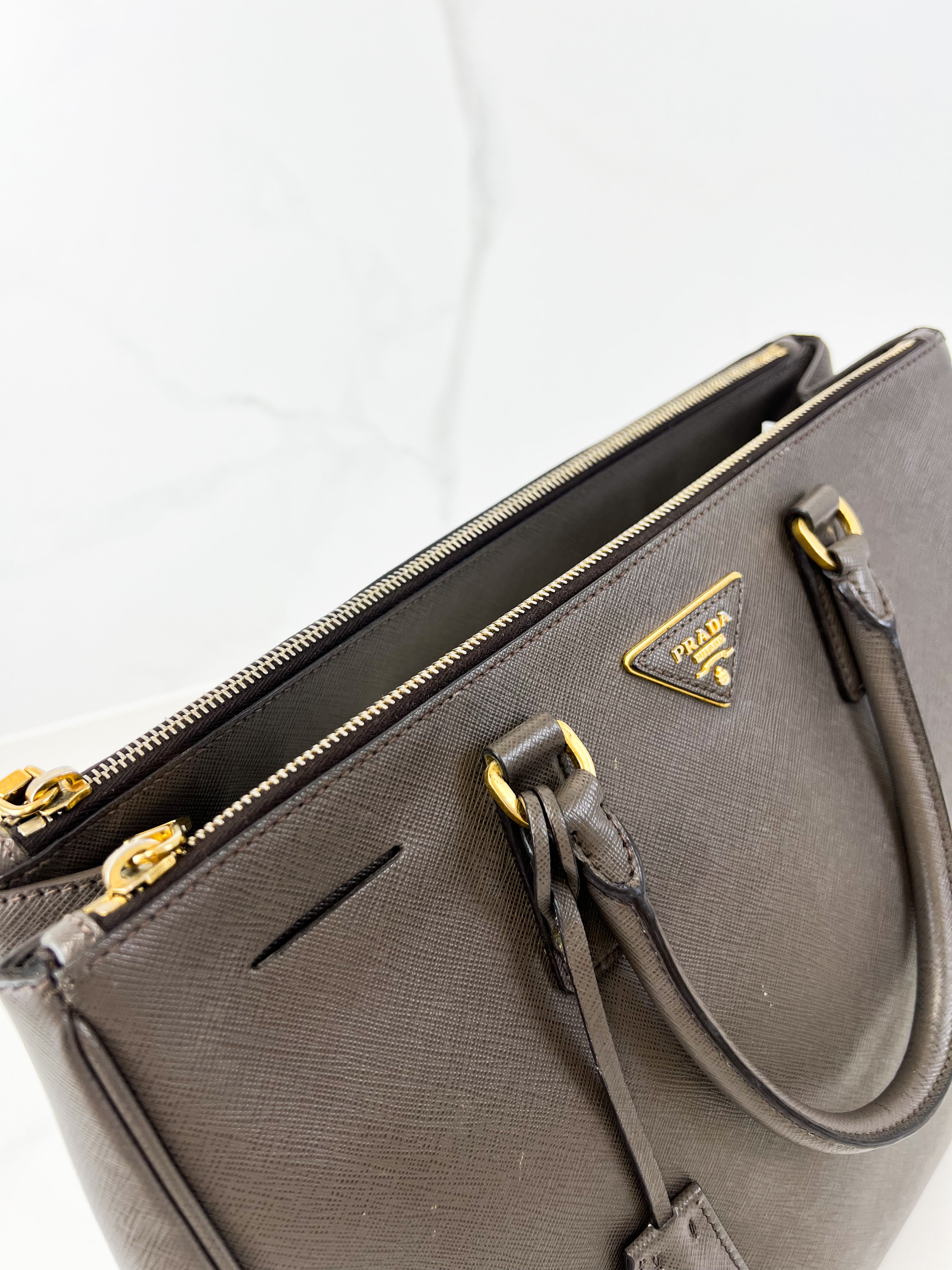 Prada Large Grey Galleria Saffiano Bag