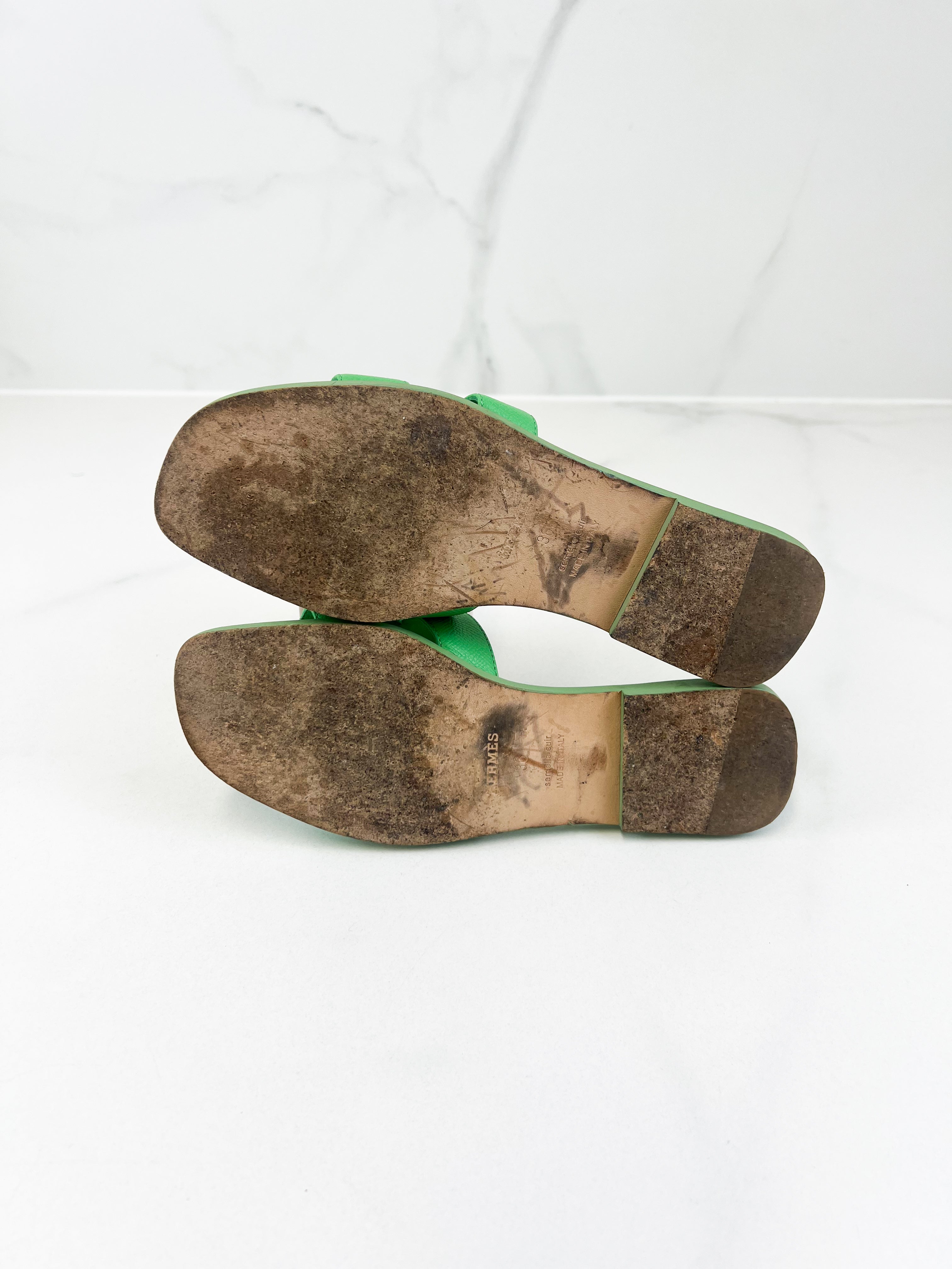 Hermes Oran Sandal in Green Size 36