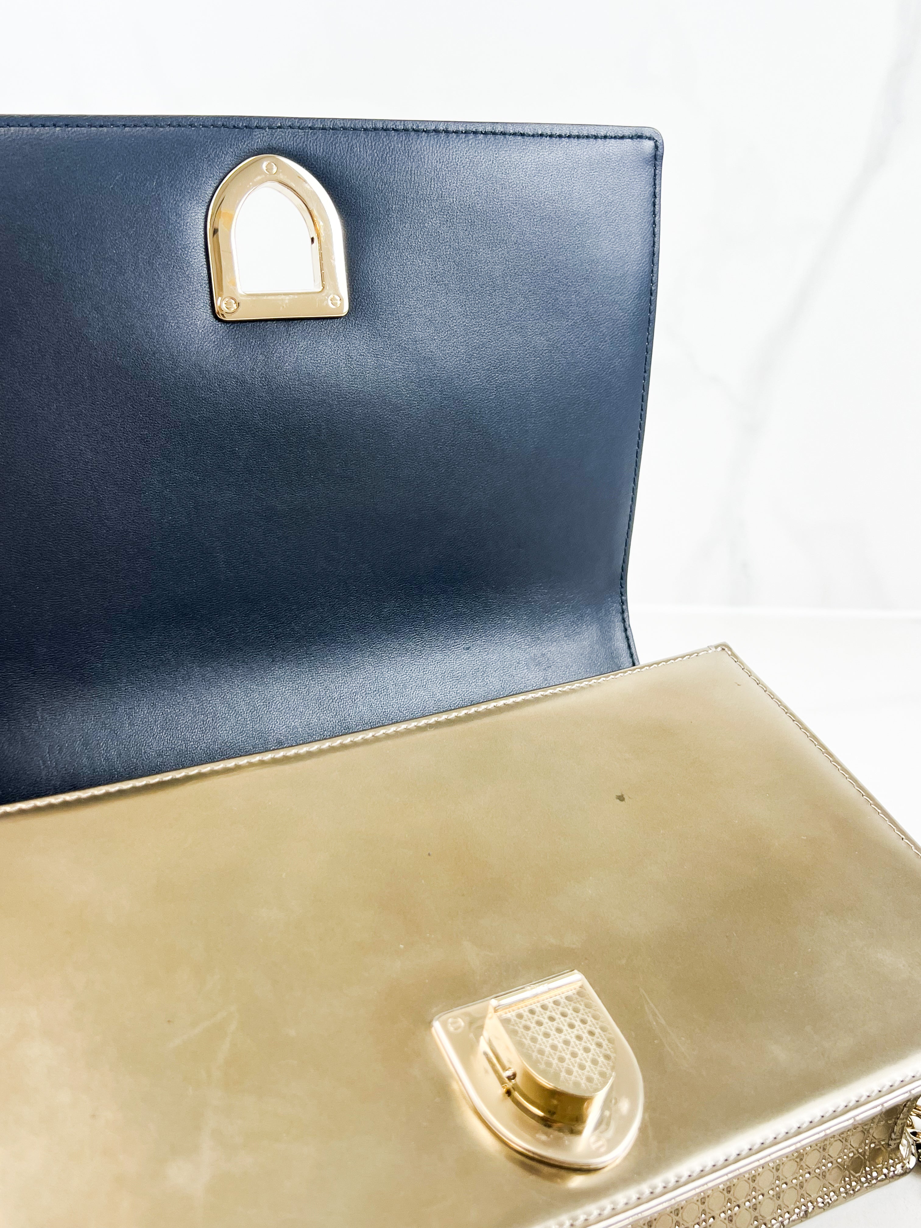 Christian Dior Medium Gold Diorama Shoulder Bag