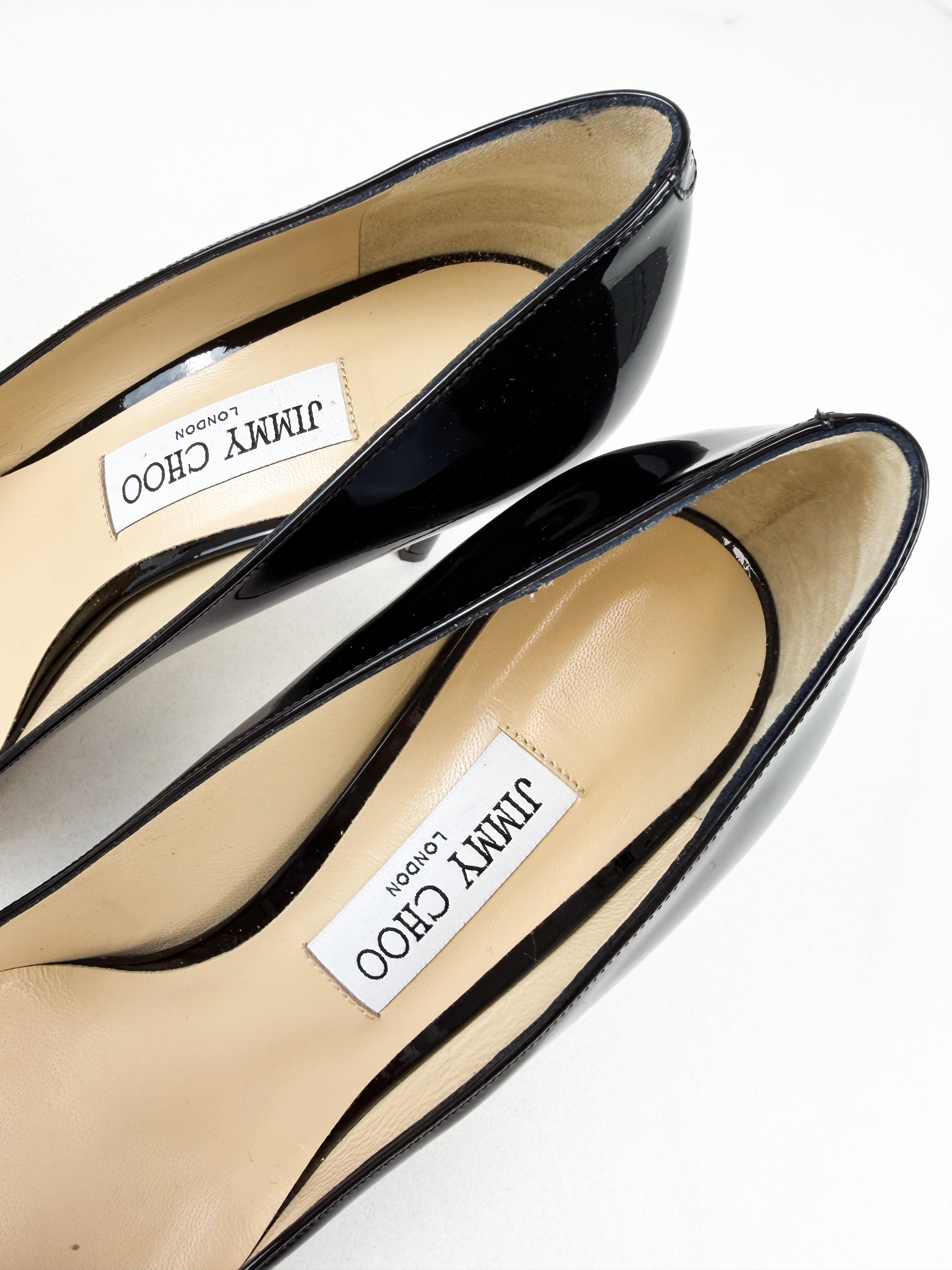 Jimmy Choo Romy Black Patent Leather Pump Size 41