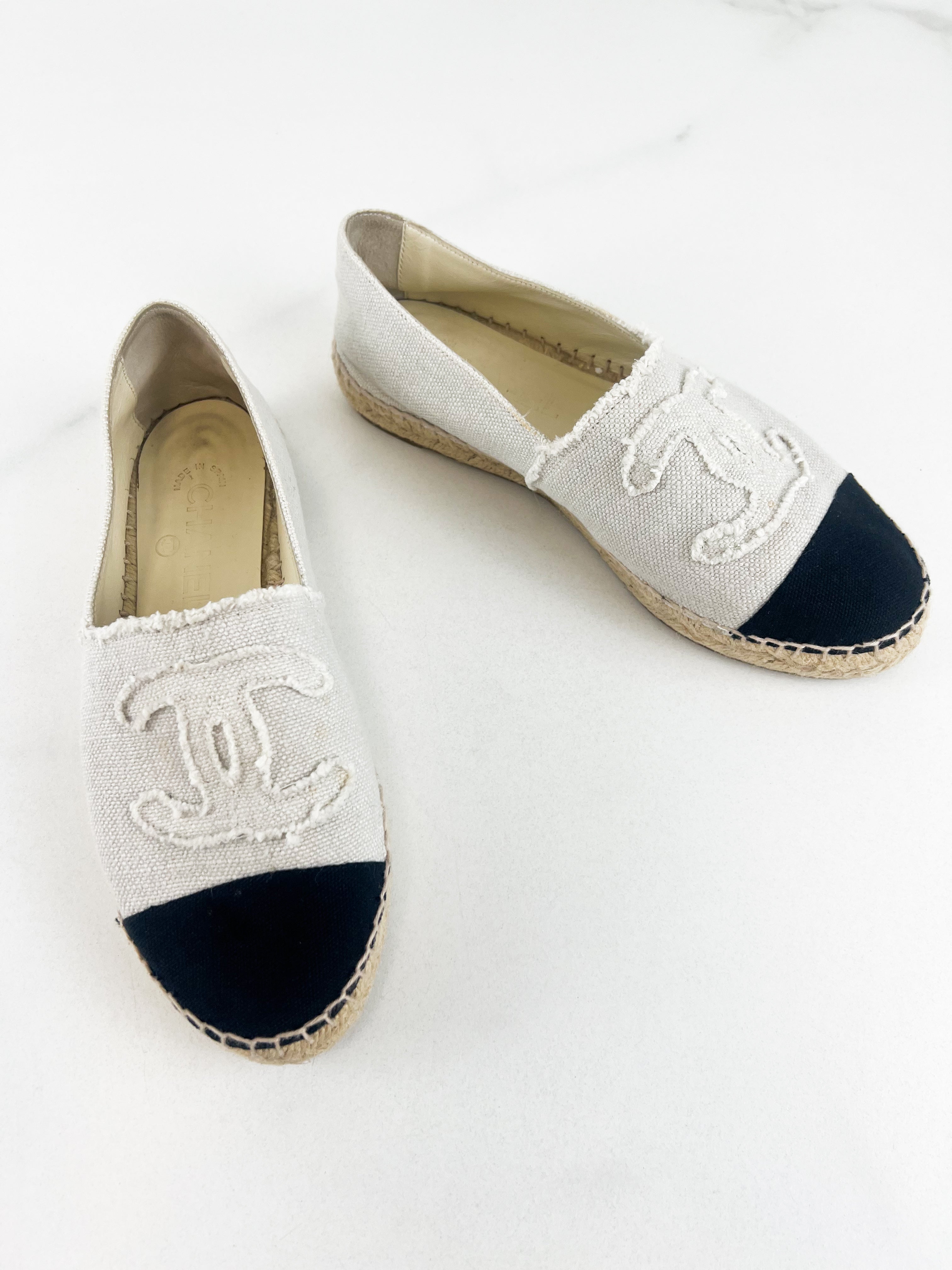 Chanel CC Canvas Espadrille Size 37
