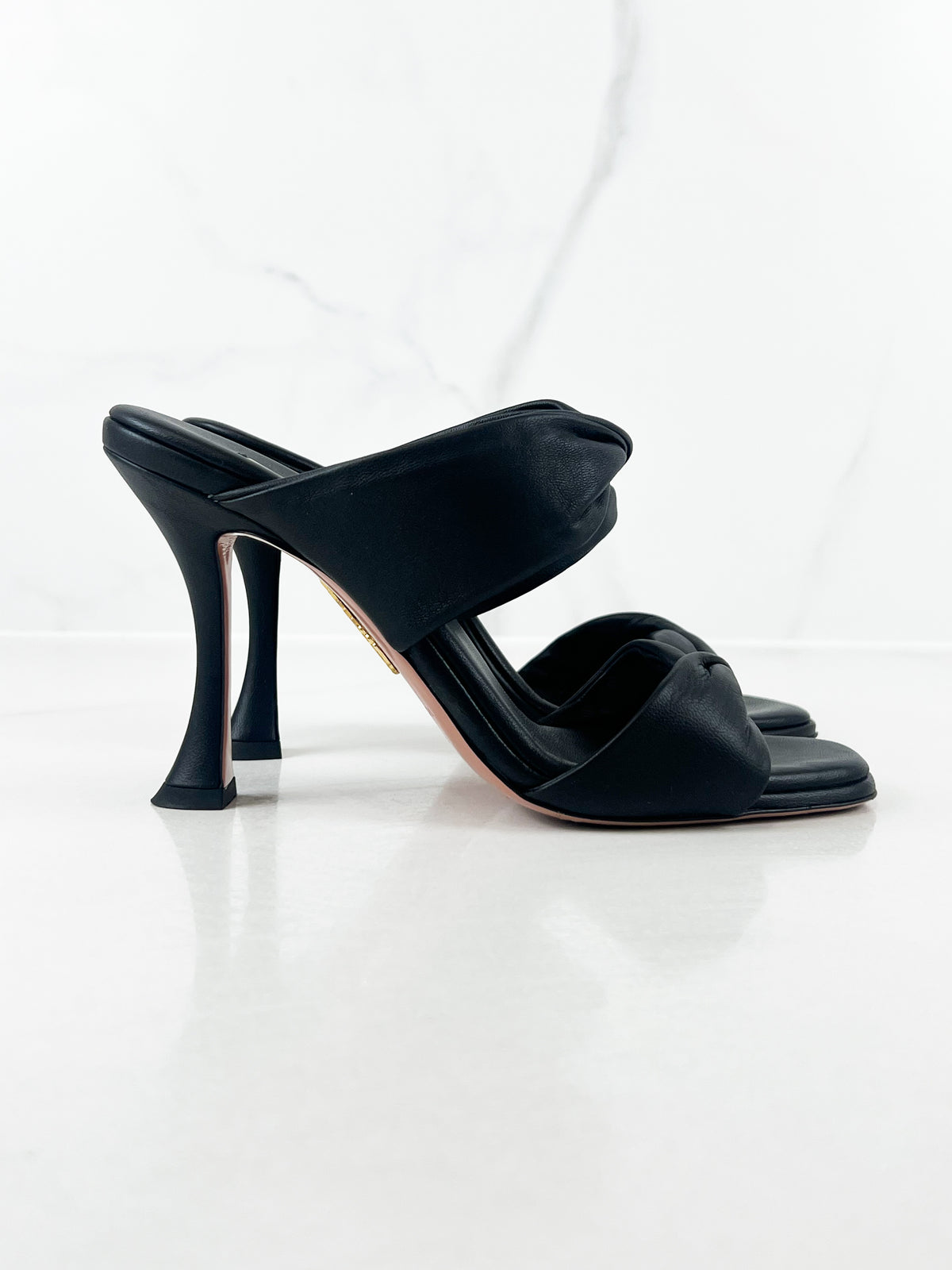 Aquazzura Twist Sandals 95mm in Black Leather Size 38