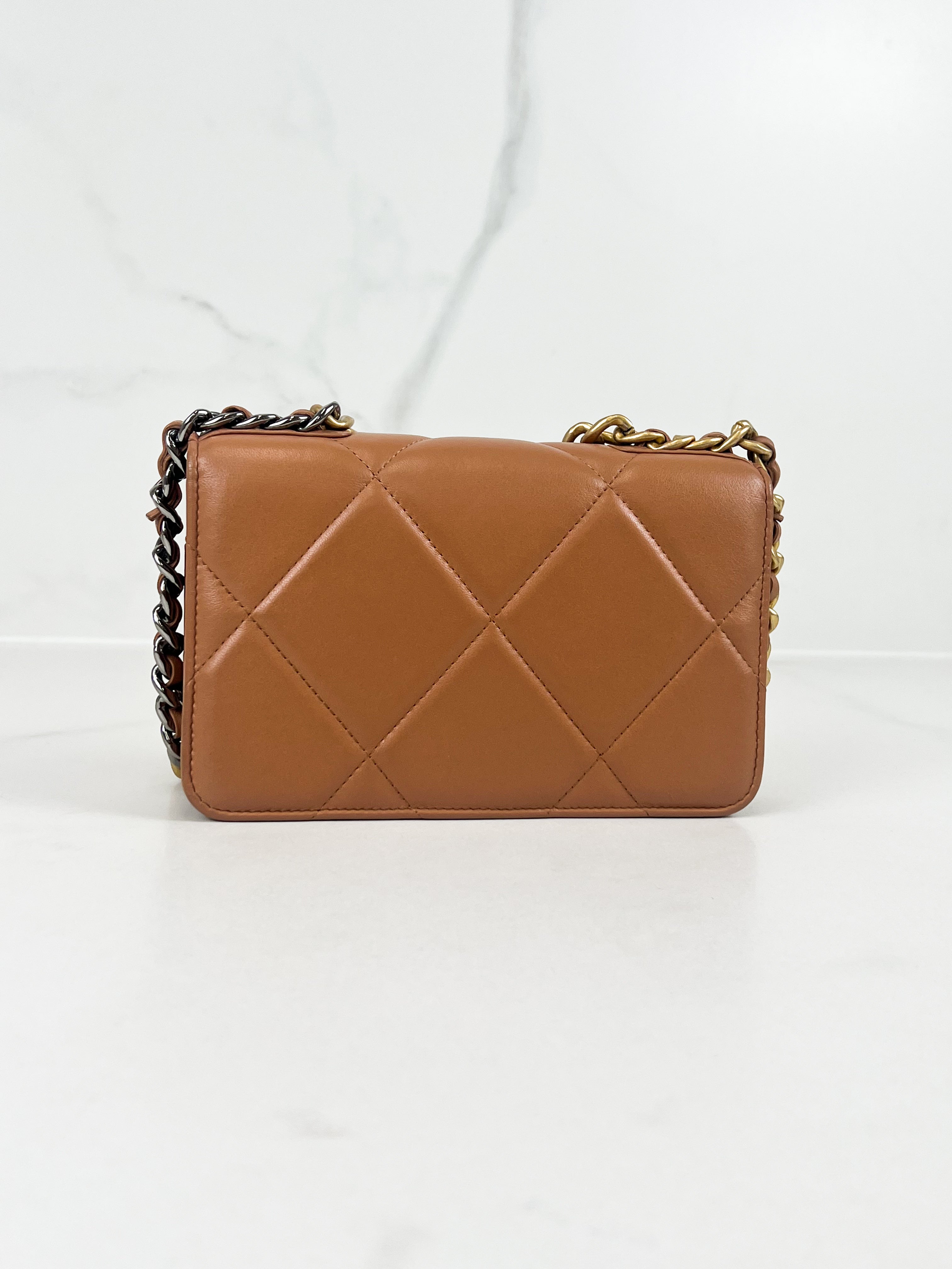 Chanel 19 Wallet on Chain in Beige Calfskin Leather