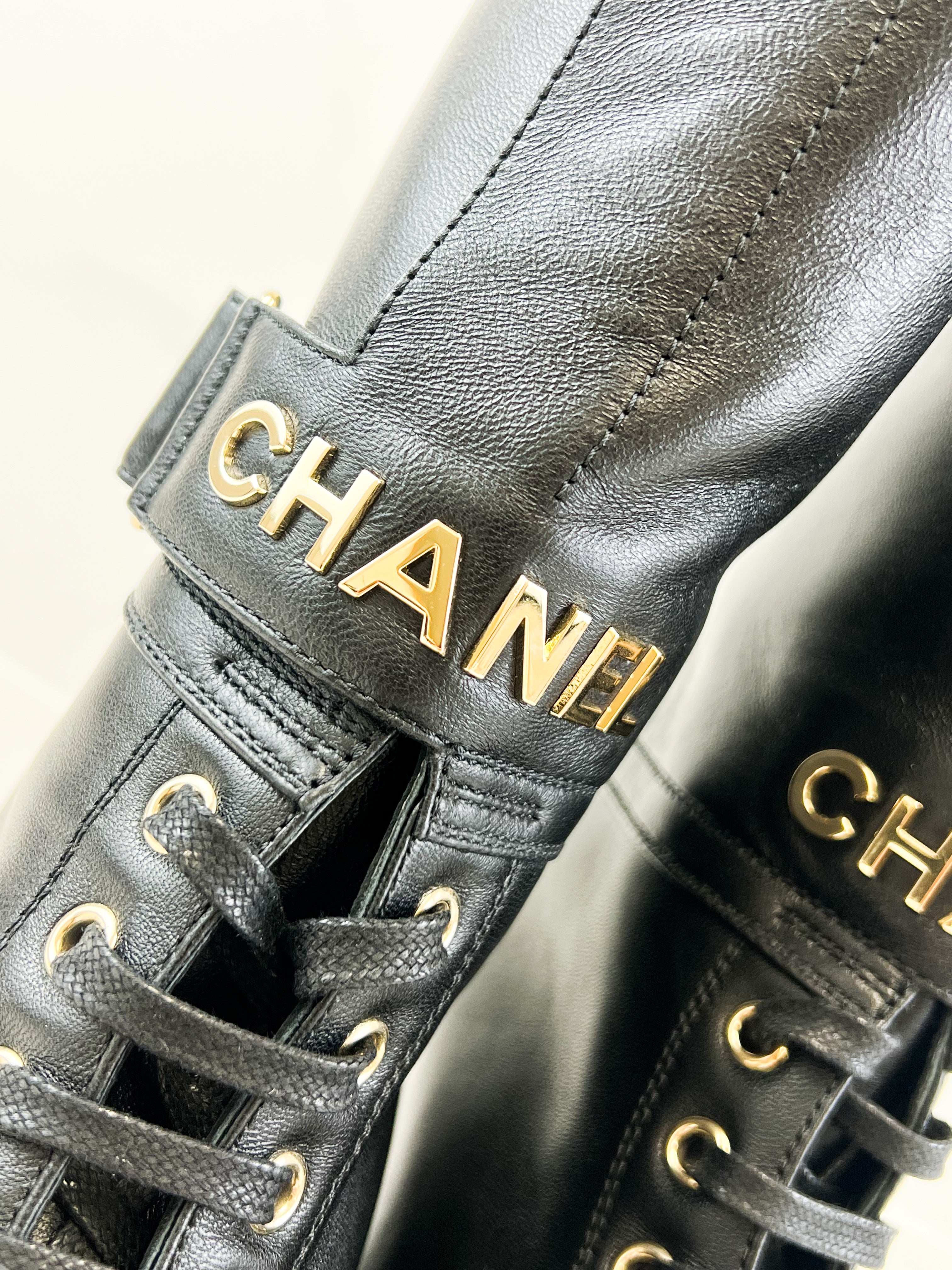 Chanel 21B Lace Up Combat Boot Size 40.5