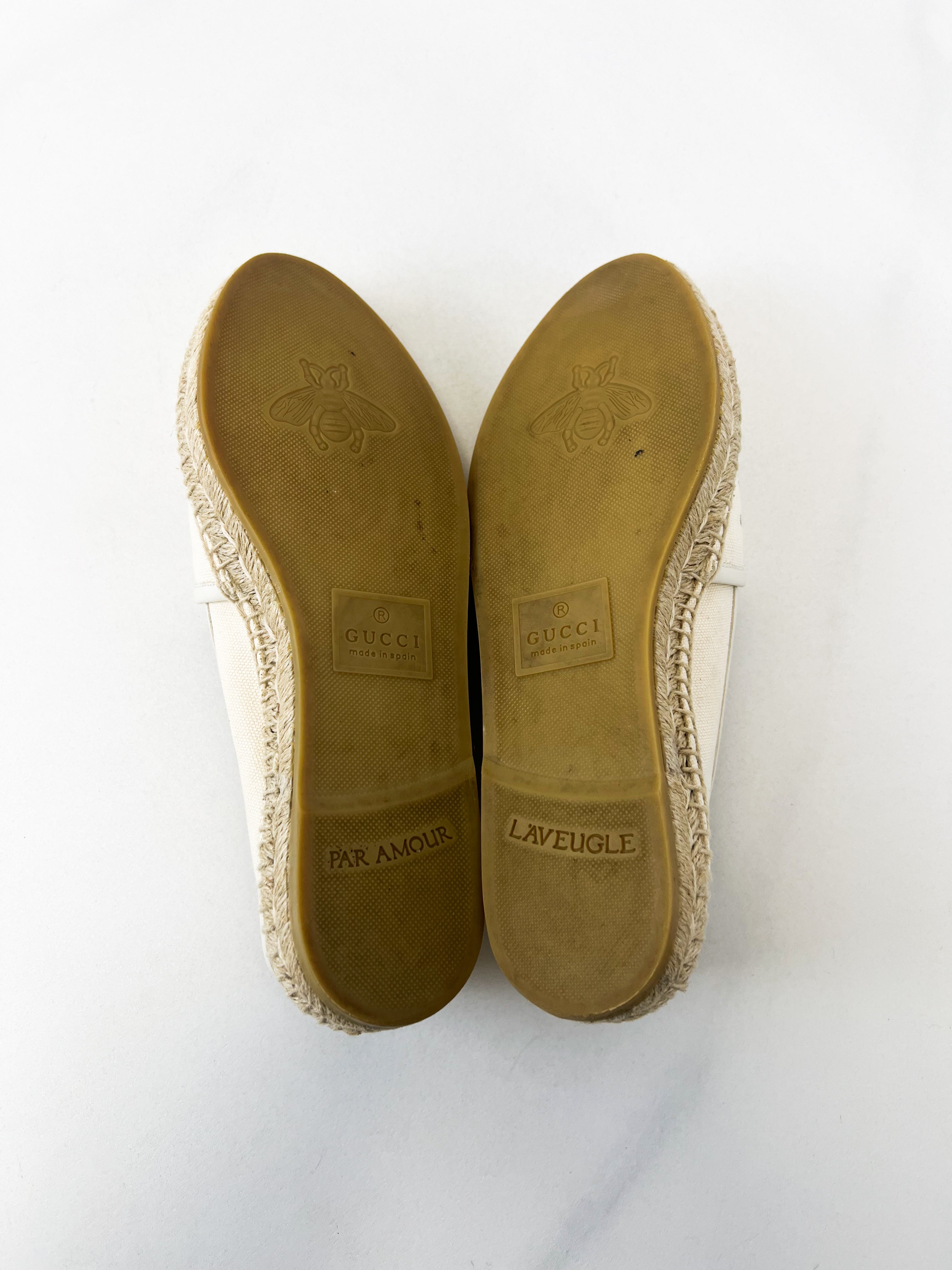 Gucci GG Espadrilles in Cream Canvas Size 37.5