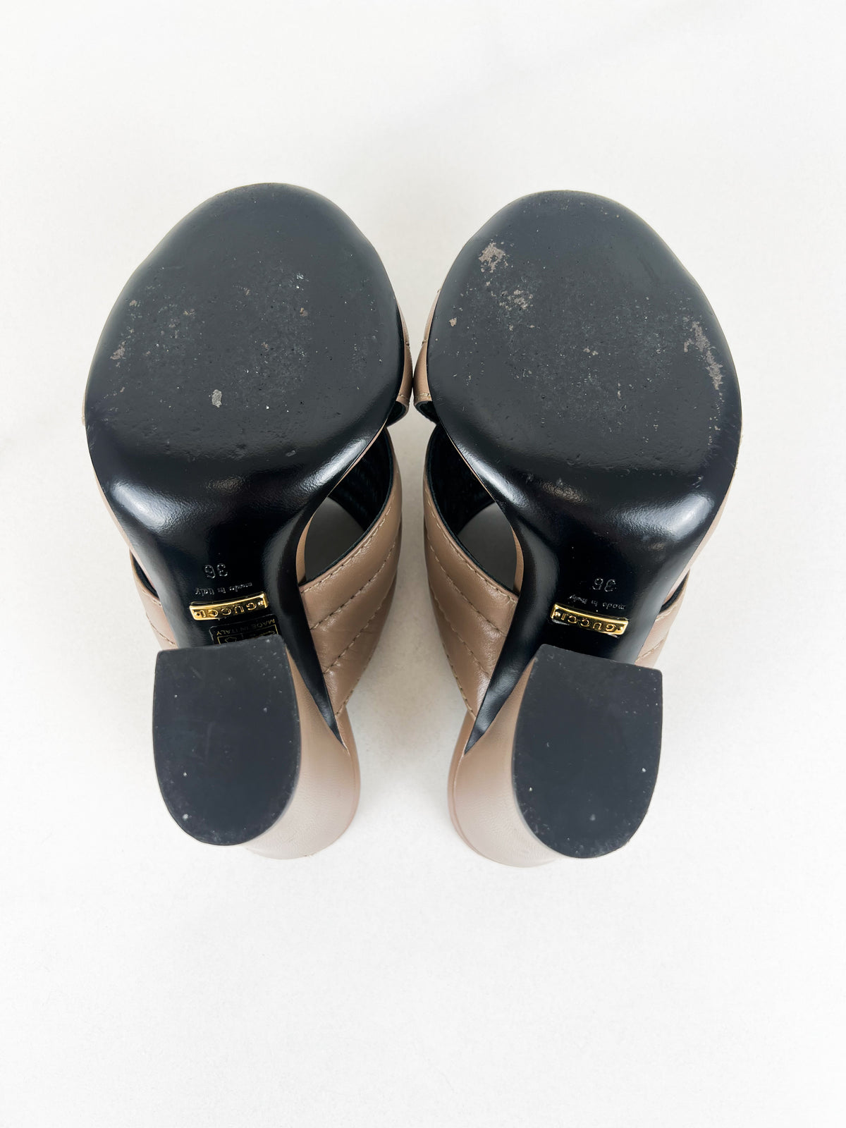Gucci Quilted Leather Heel Mules Size 36
