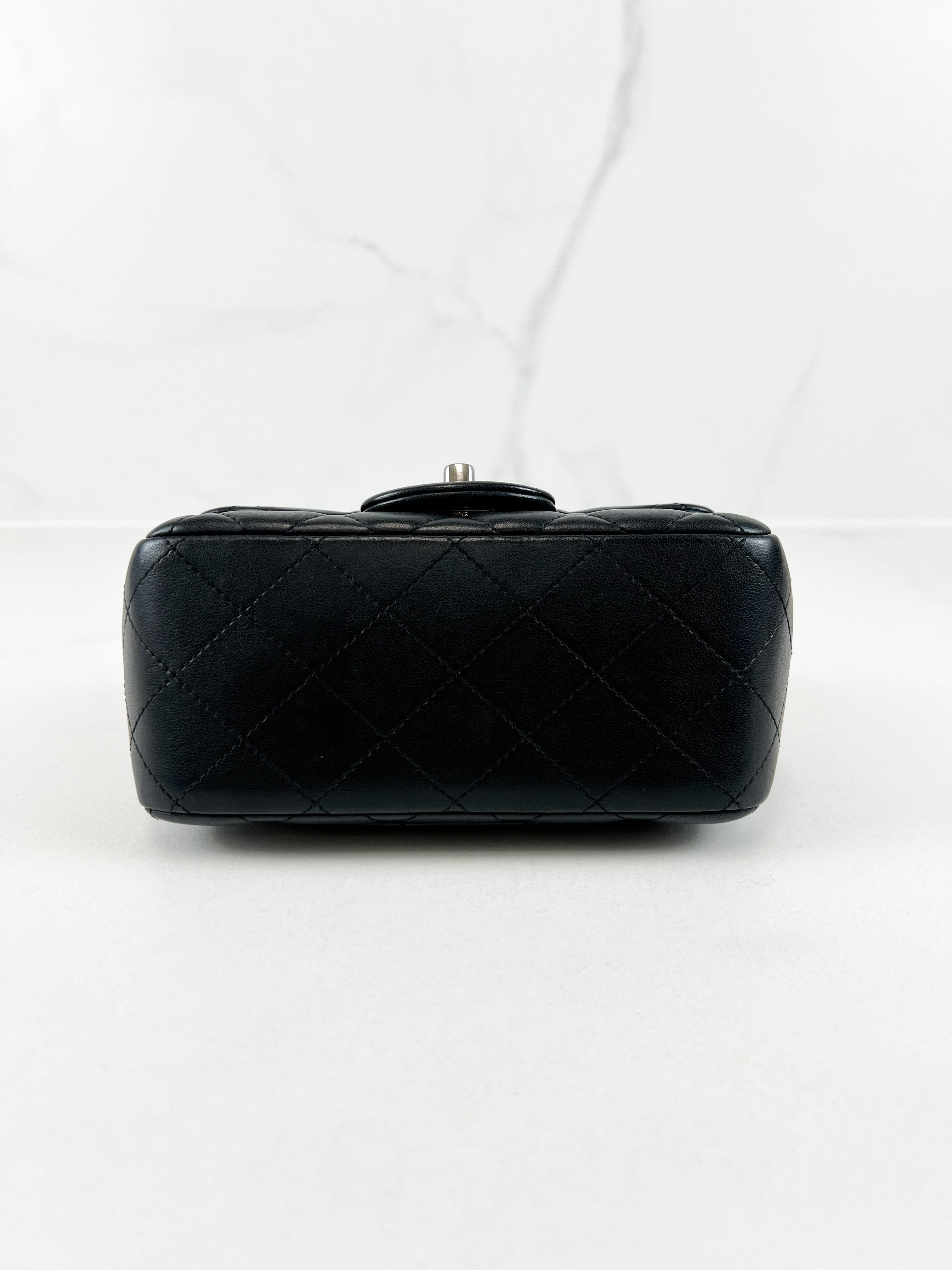 Chanel Mini Square in Black Lambskin with SHW