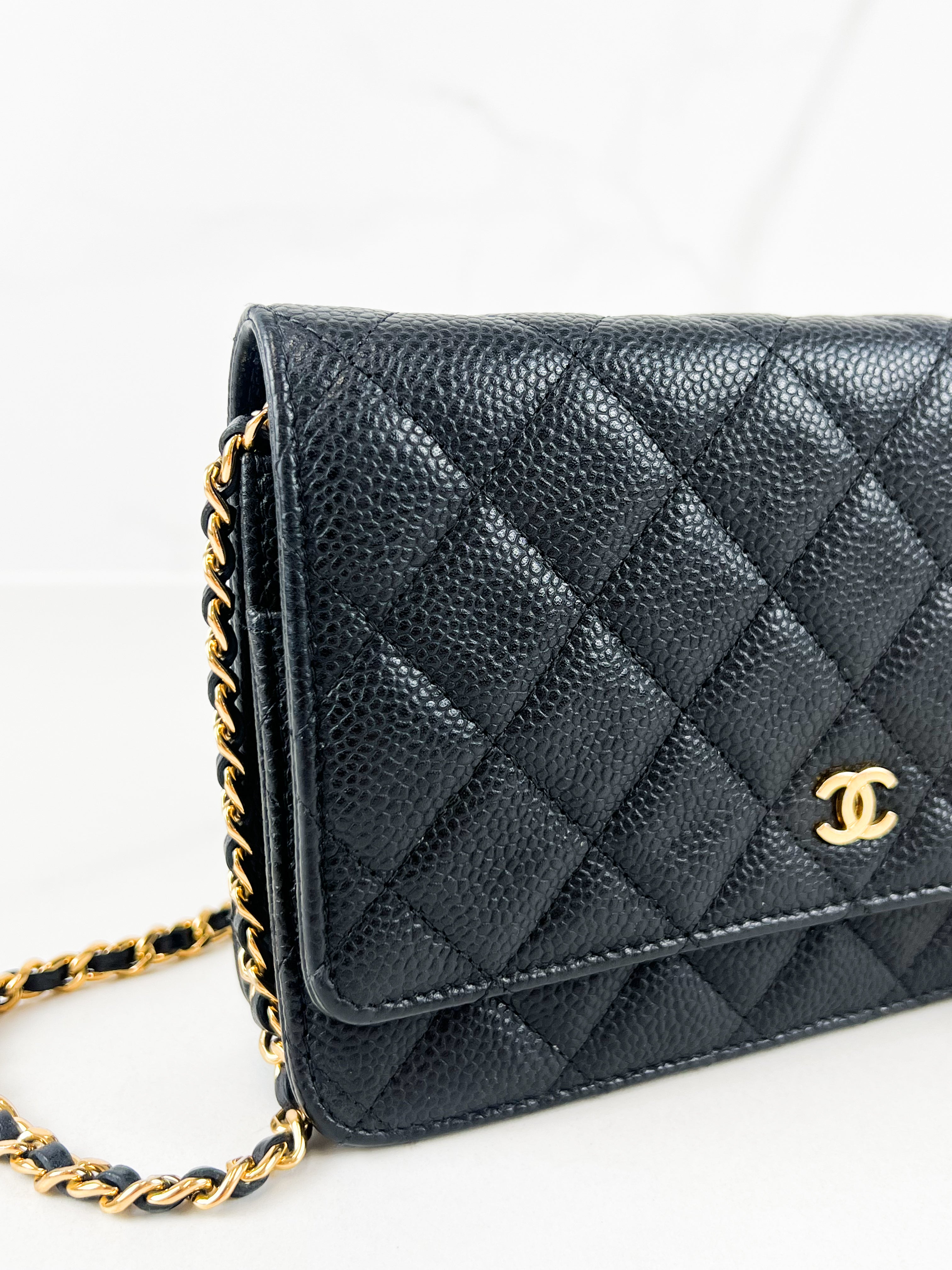 Chanel Black Classic Caviar CC WOC with GHW