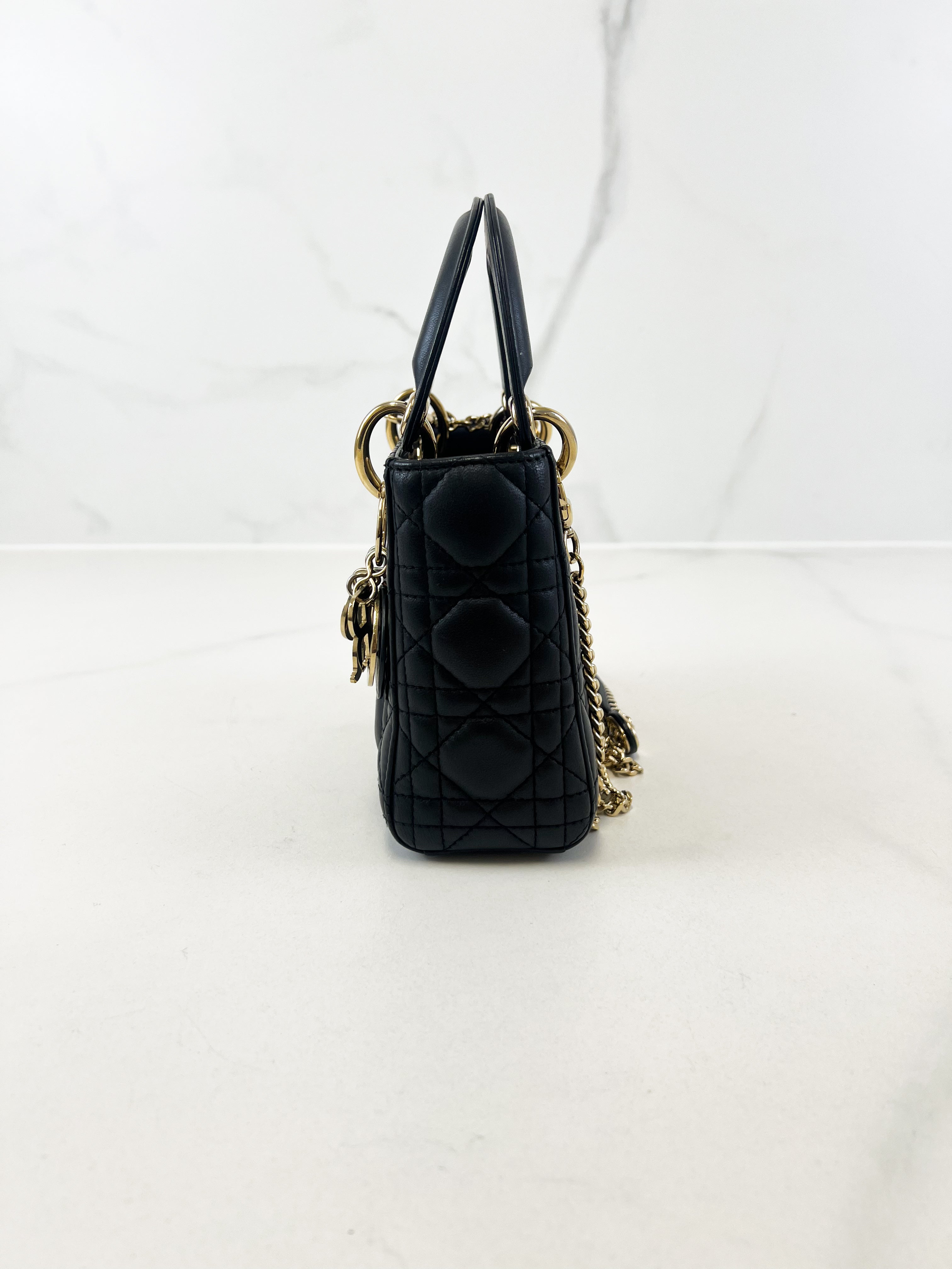 Christian Dior Mini Lady Dior Cannage in Black