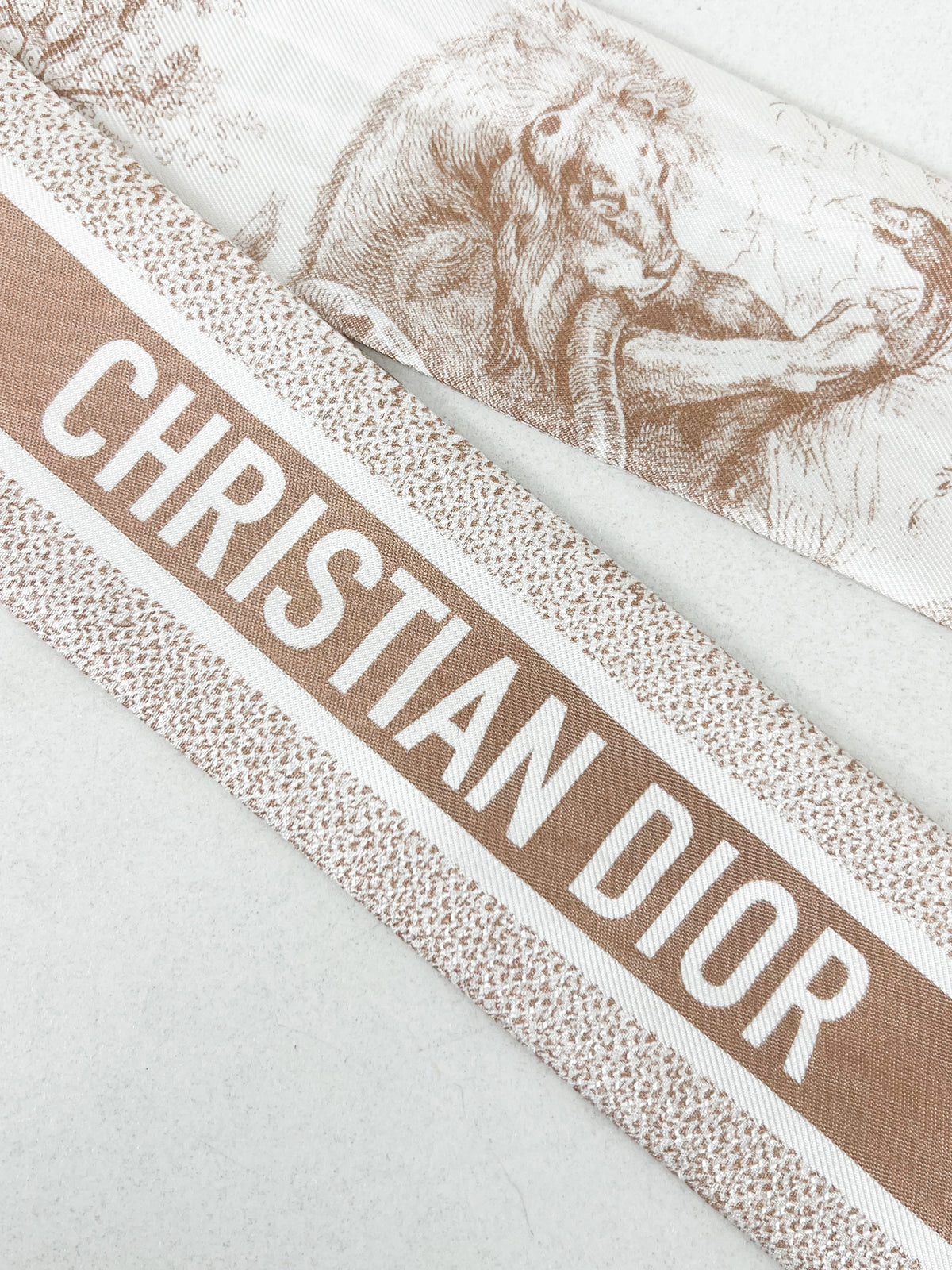 Christian Dior Toile de Jouy Twilly Scarf in ivory & dusty pink