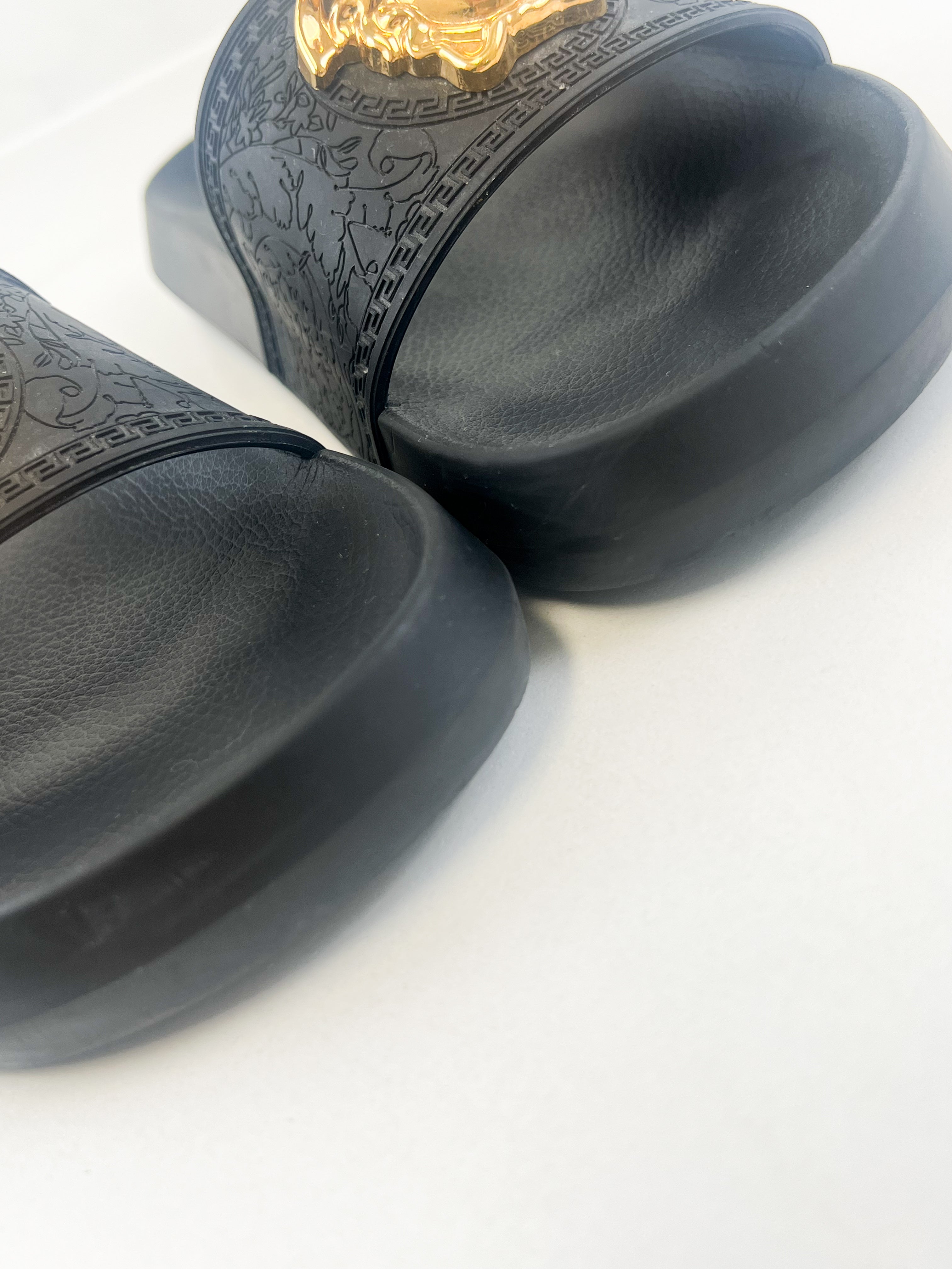 Versace Palazzo Black Medusa Pool Slides Size 38
