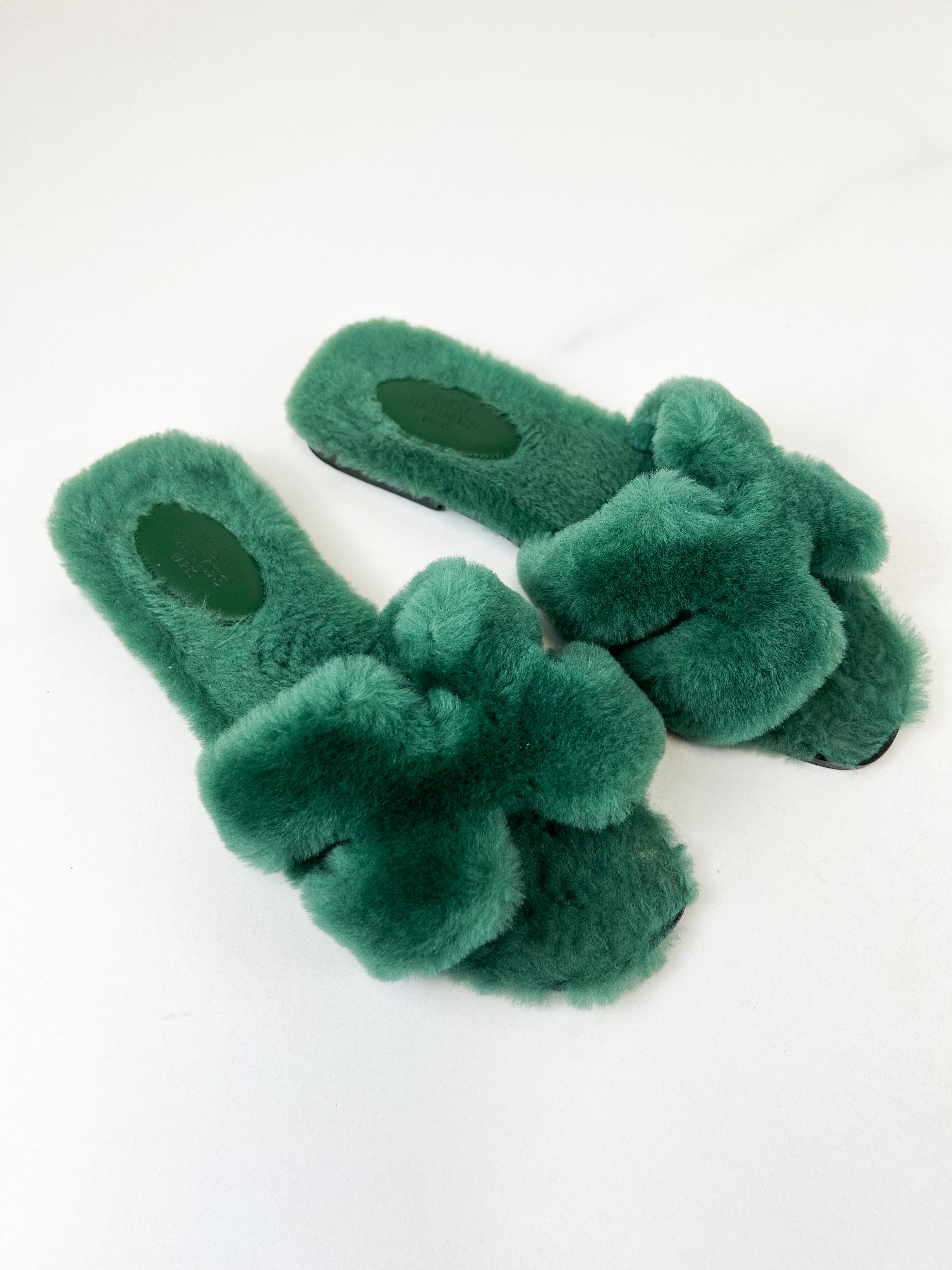 Hermes Oran Shearling Sandals Size 38