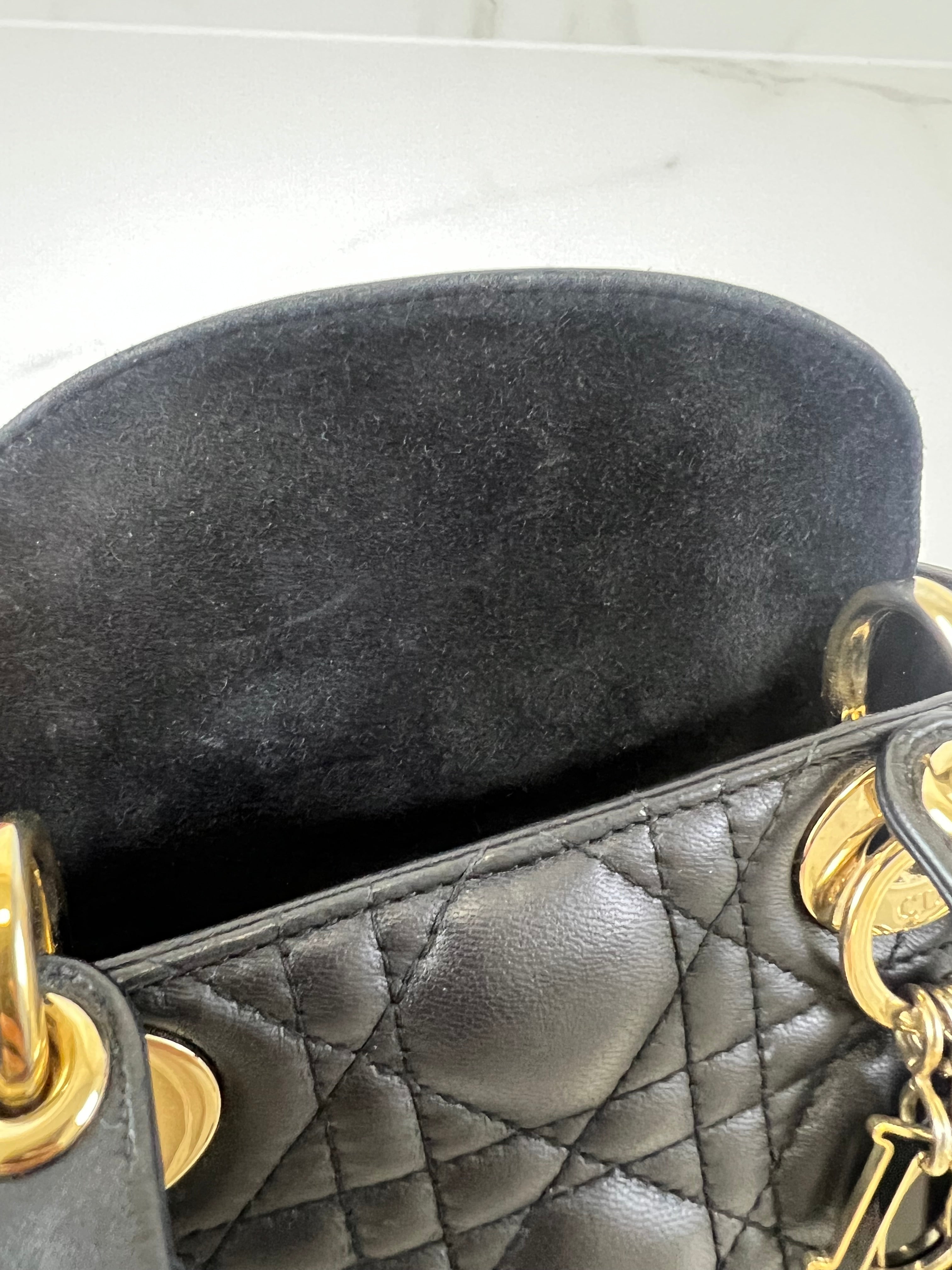 Christian Dior Mini Lady Dior Cannage in Black