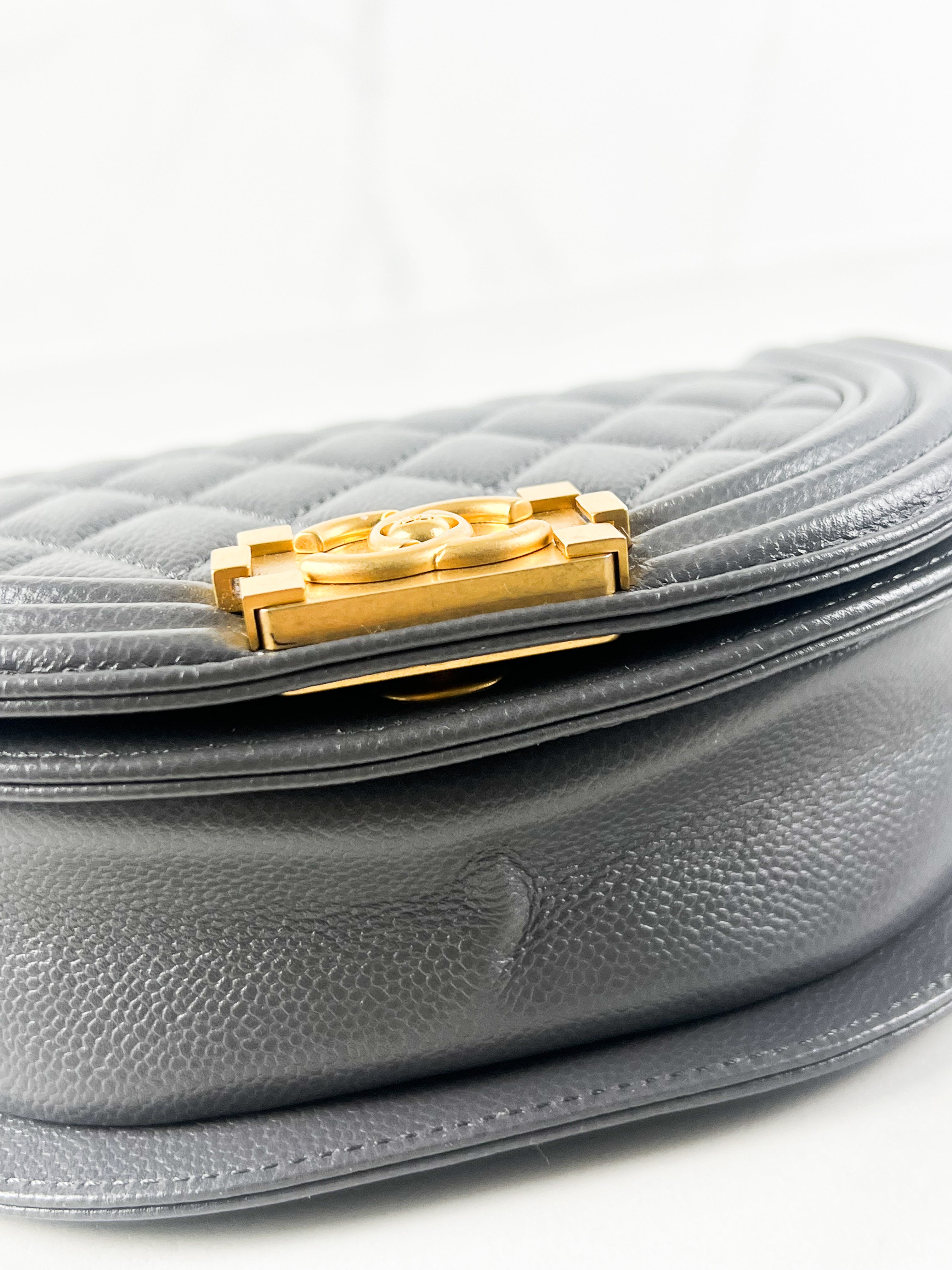 Chanel Half Moon Caviar Bag in Grey