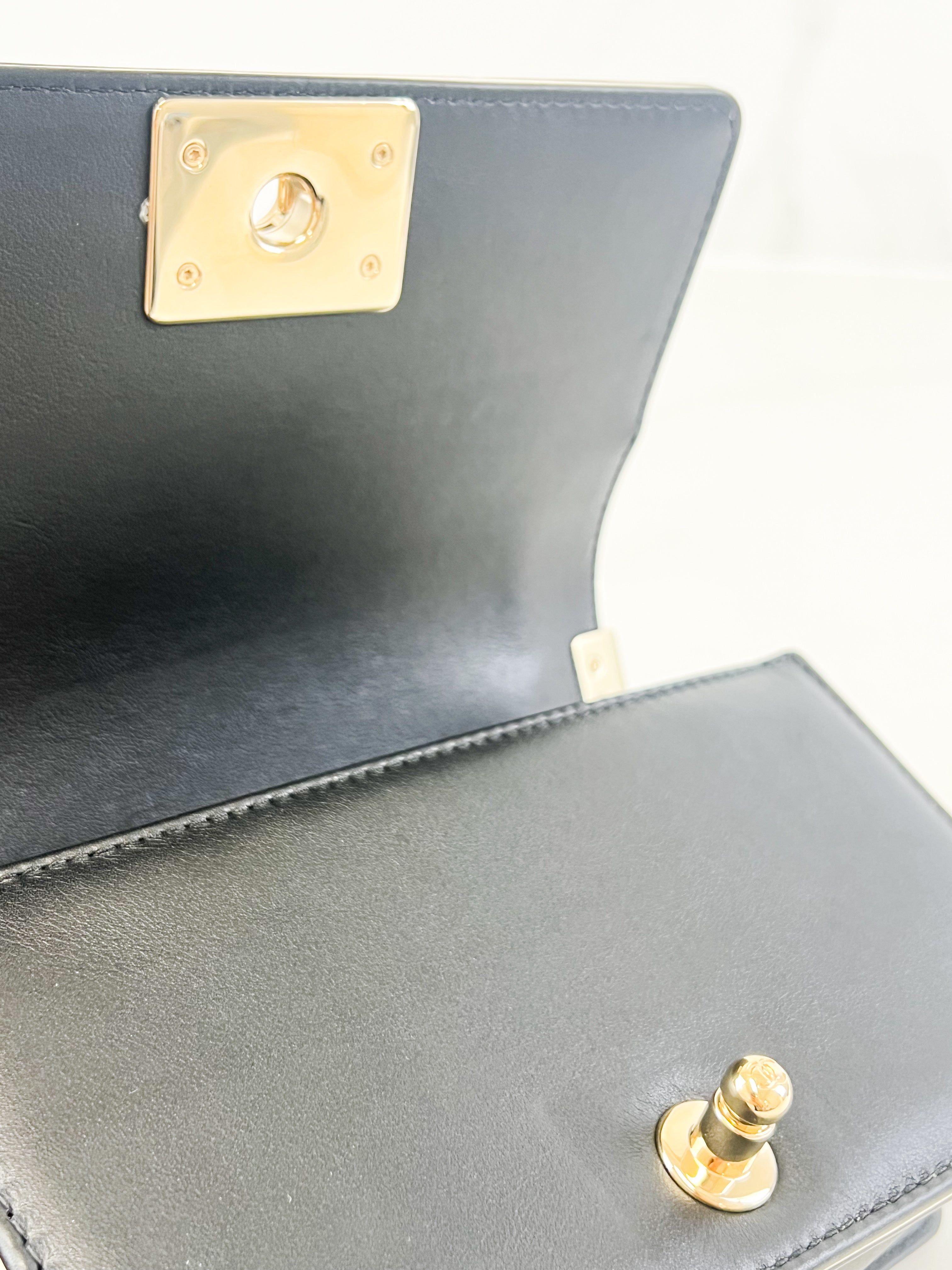 Chanel Top Handle Small Black Boy Bag with GHW