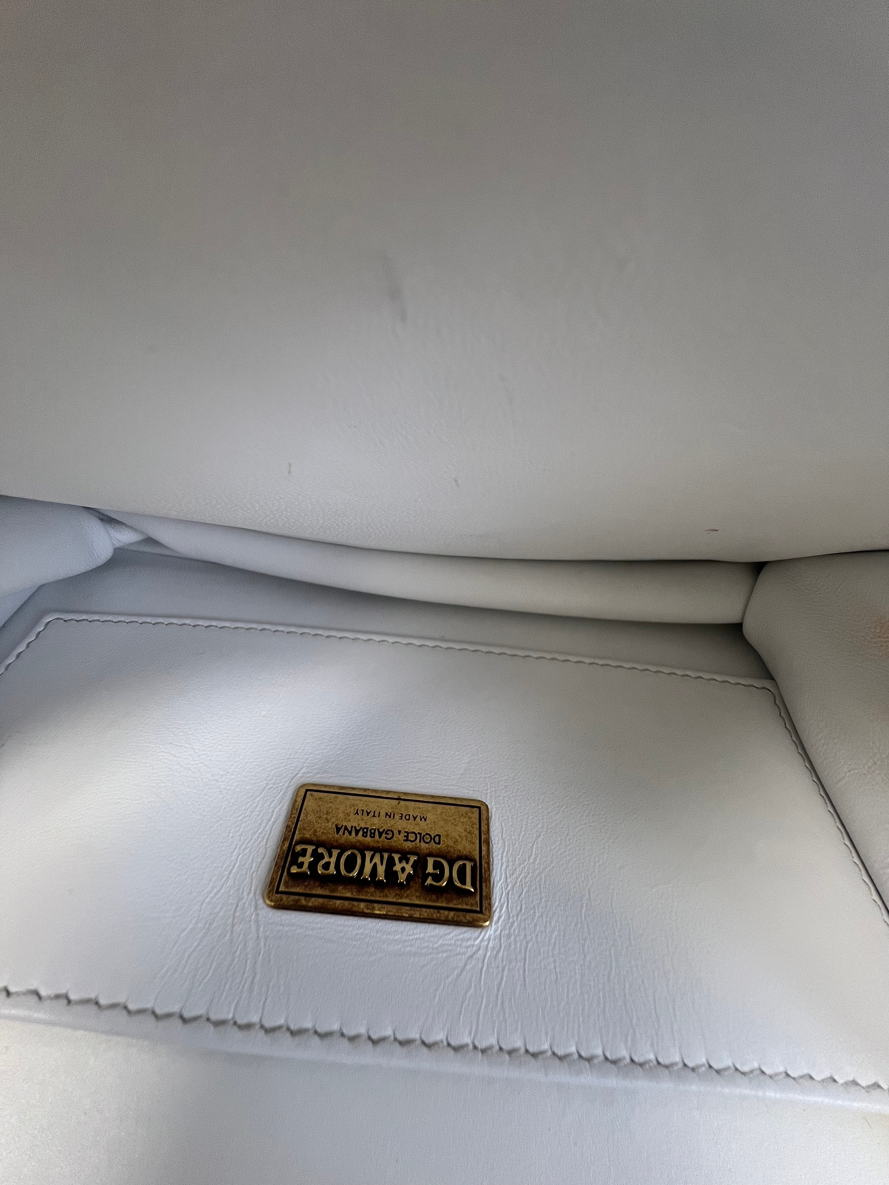 Dolce & Gabbana Amore Chain Shoulder Bag in White with GHW