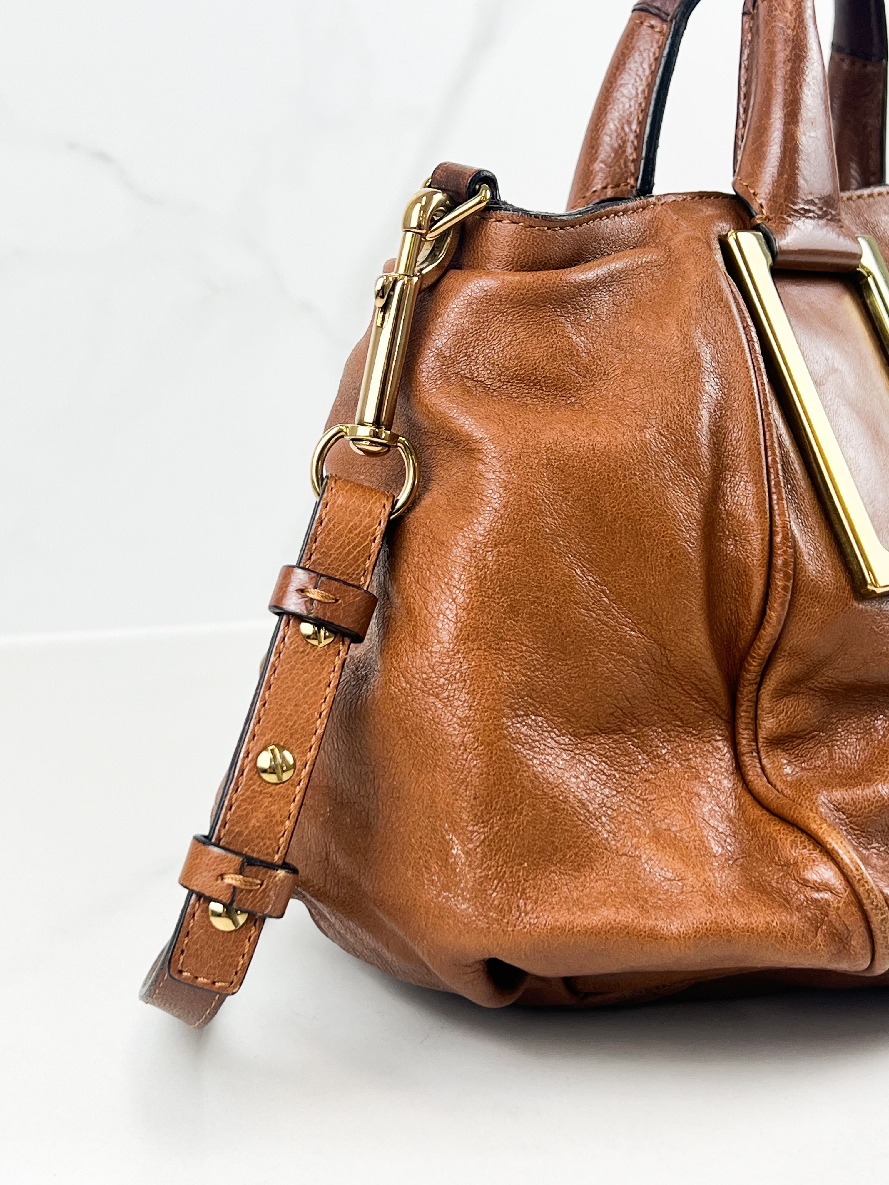 Chloe Vintage Brown Leather Ethel Satchel Bag
