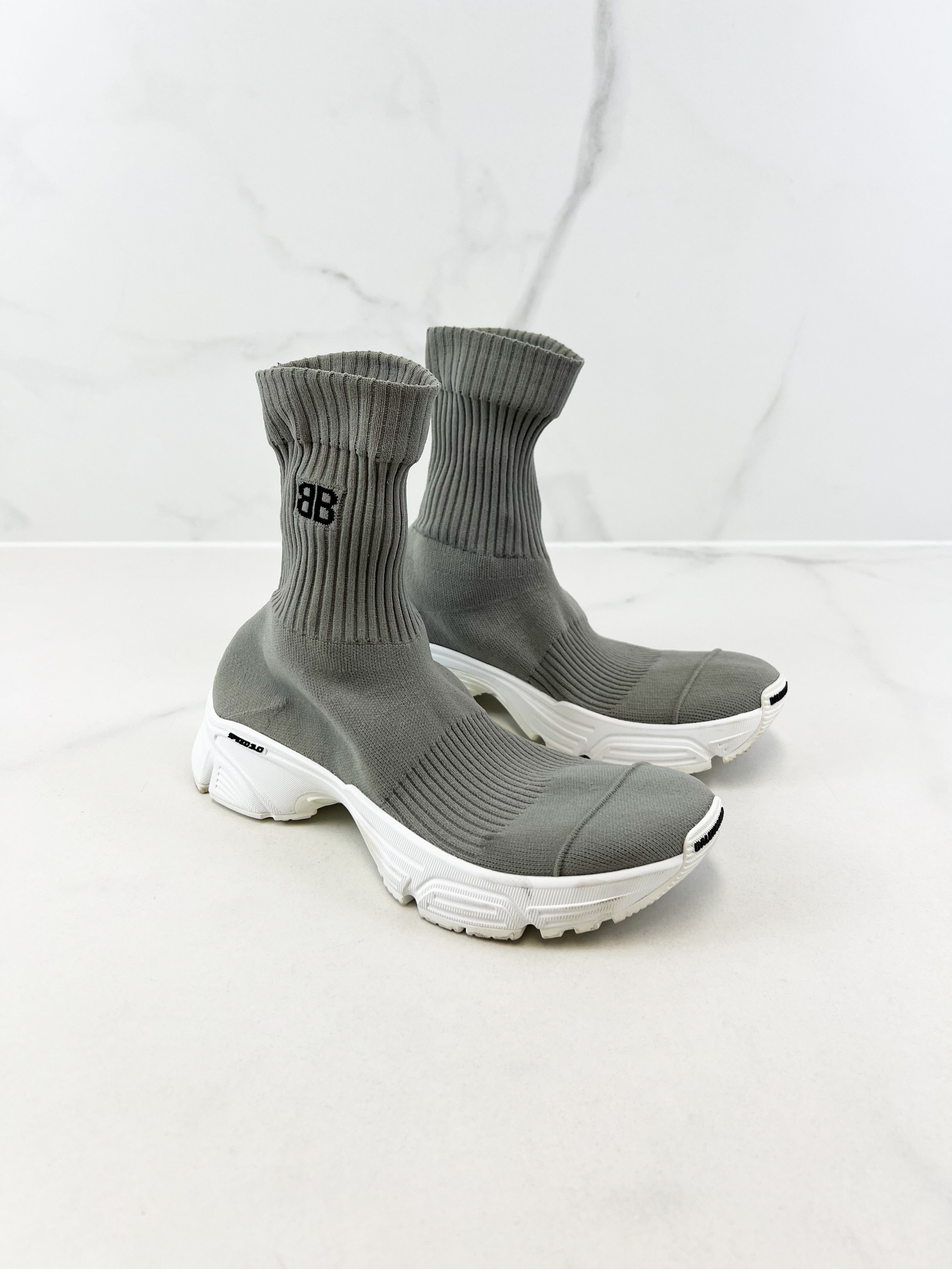 Balenciaga Grey White Knit Sneaker Size 35