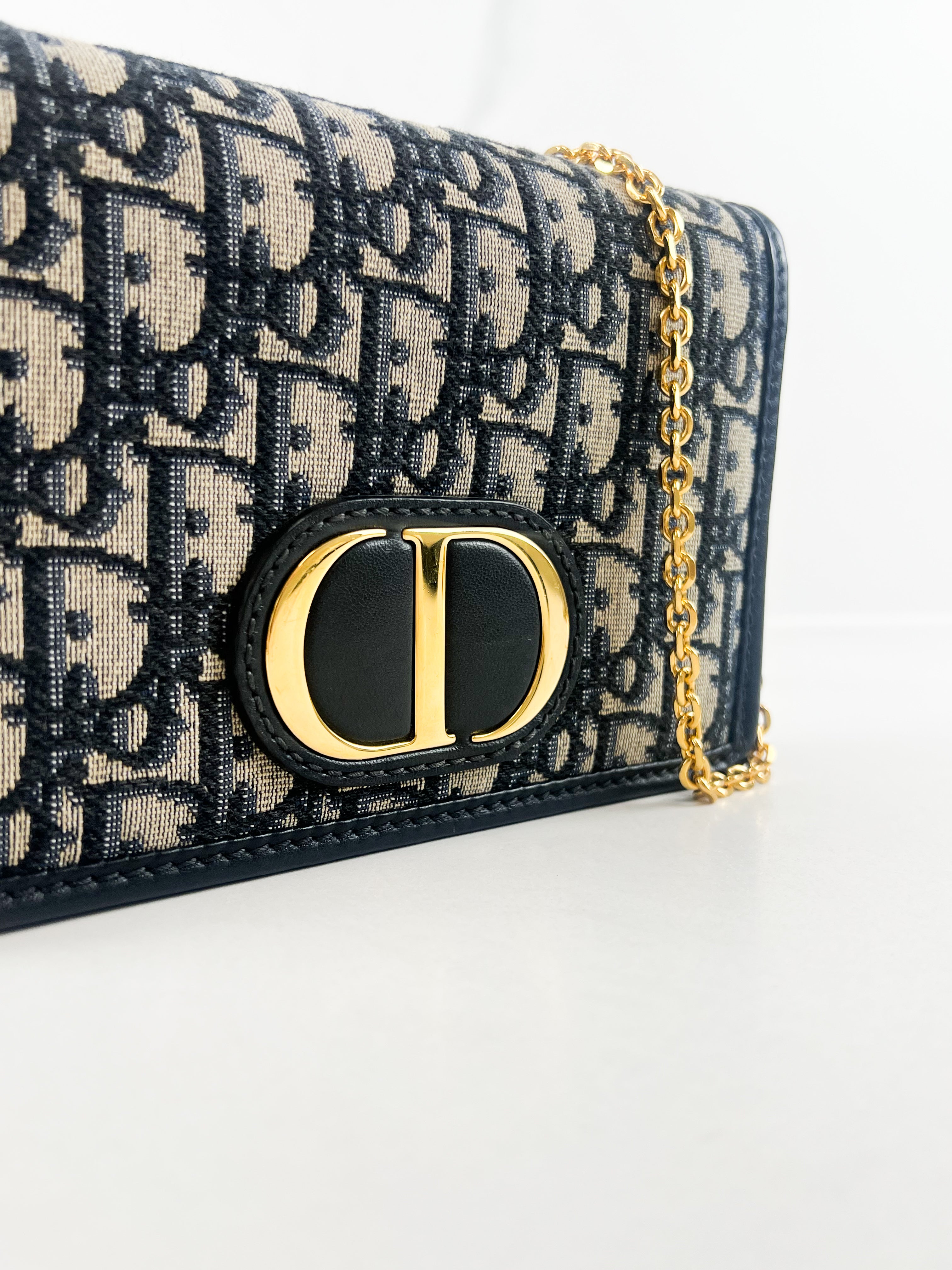 Christian Dior 2-in-1 30 Montaigne Pouch Blue Dior Oblique Jacquard