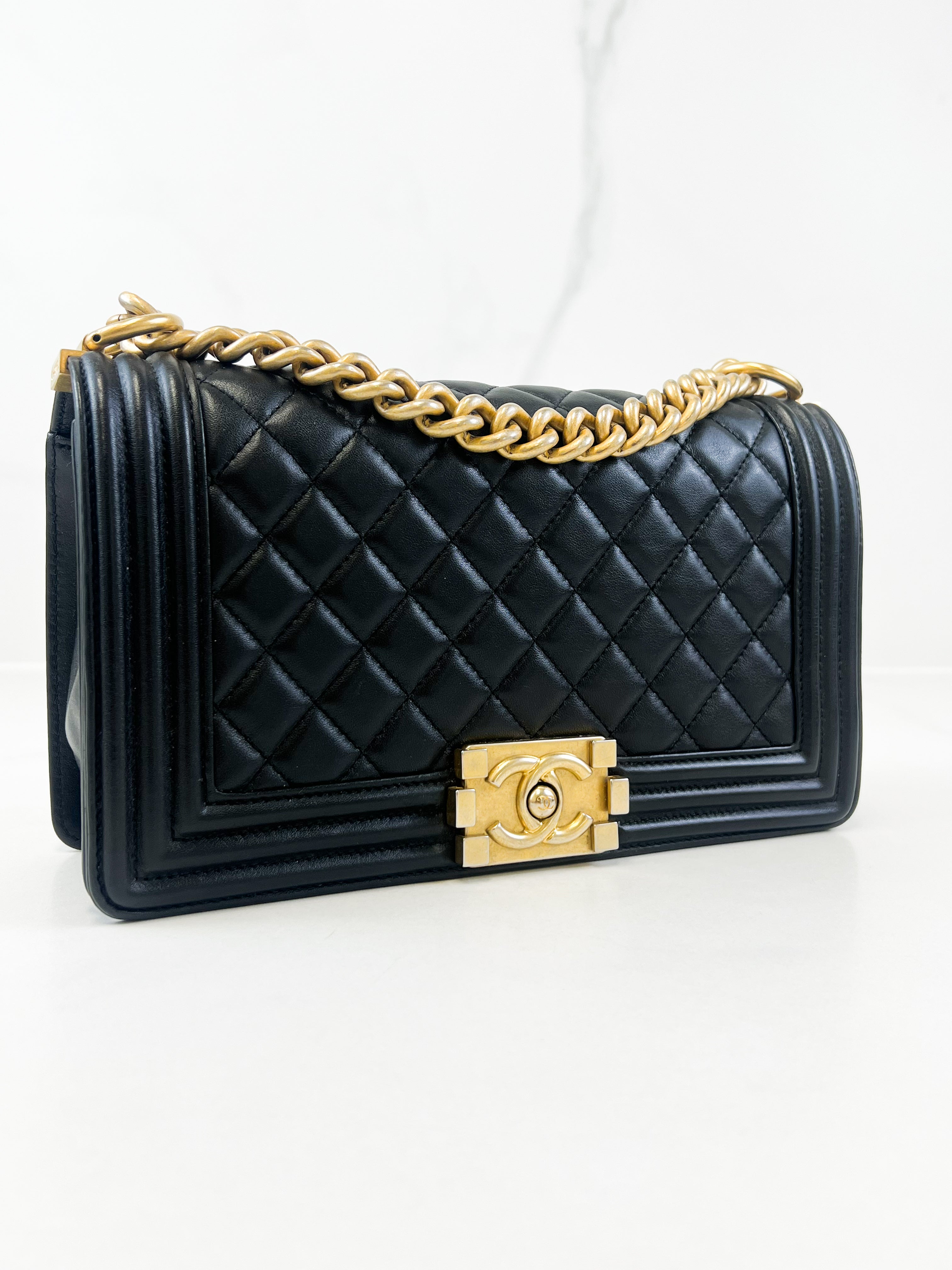Chanel Black Old Medium Calfskin Boy Bag GHW