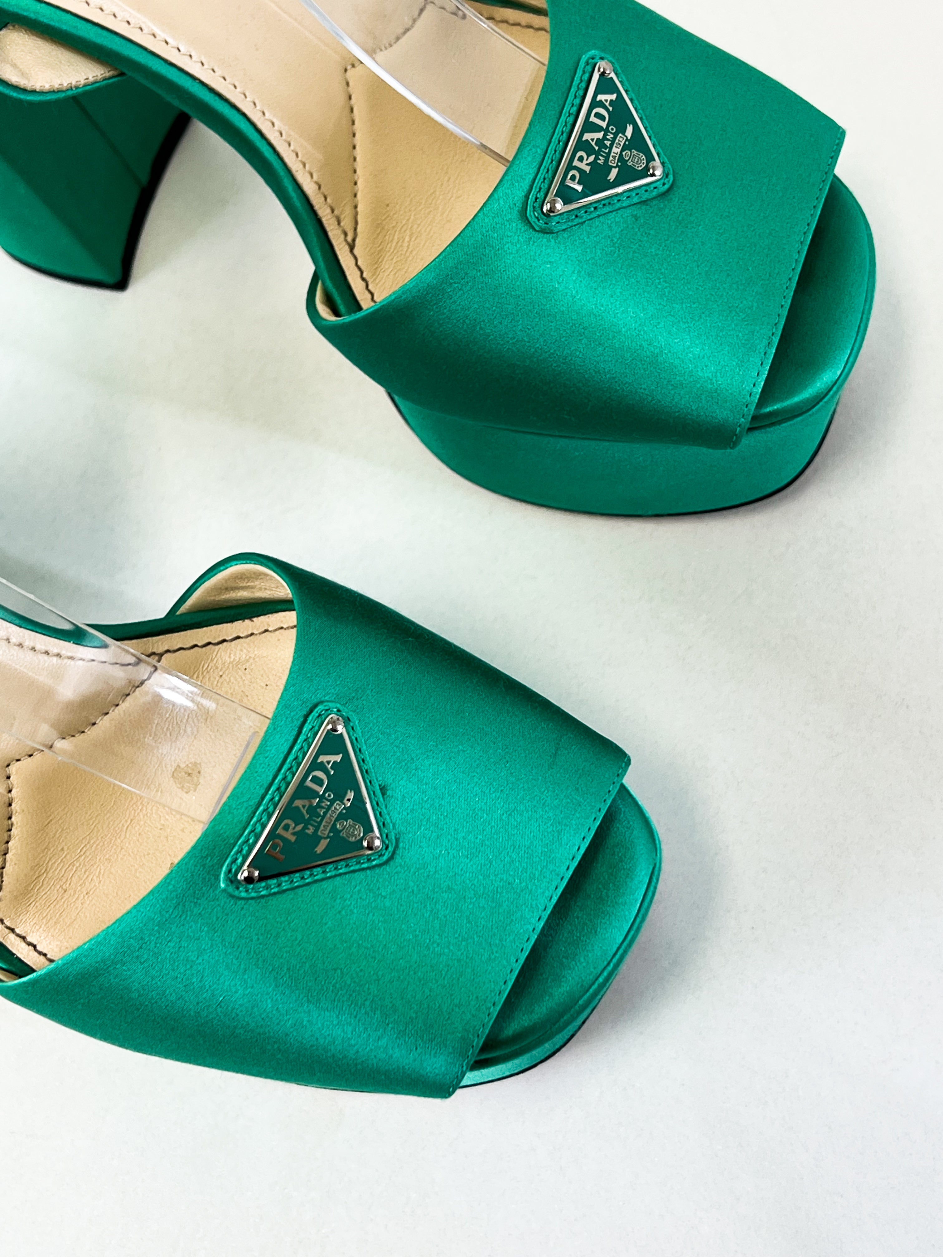 Prada 140mm Platform Satin Heel Size 38