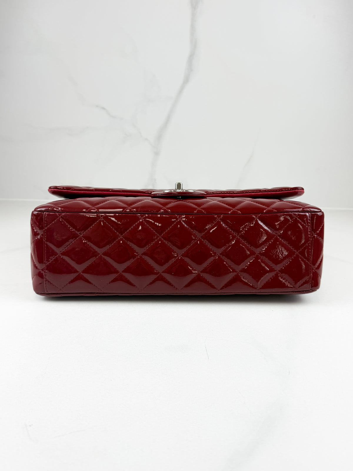 Chanel Red Patent Classic Jumbo Double Flap Bag