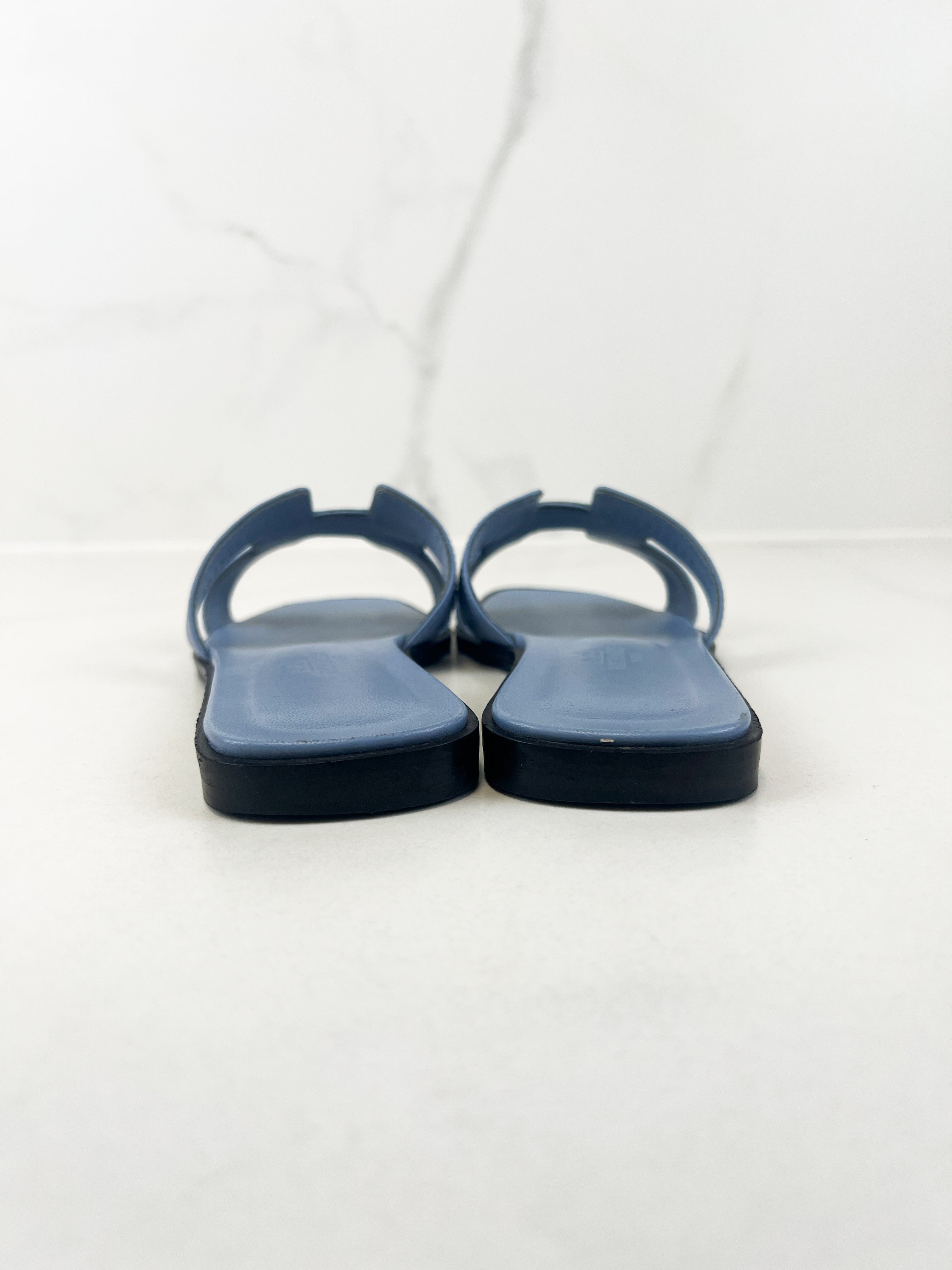 Hermes Oran Sandal in Blue Size 35